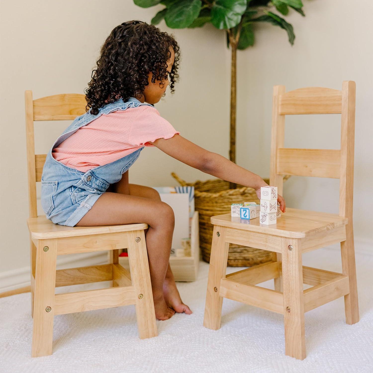 imageMelissa ampamp Doug Wooden Chairs Set of 2  White Furniture for PlayroomBlonde