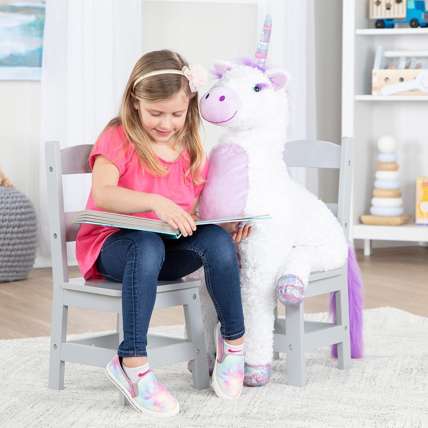 imageMelissa ampamp Doug Wooden Chairs Set of 2  White Furniture for PlayroomGrey