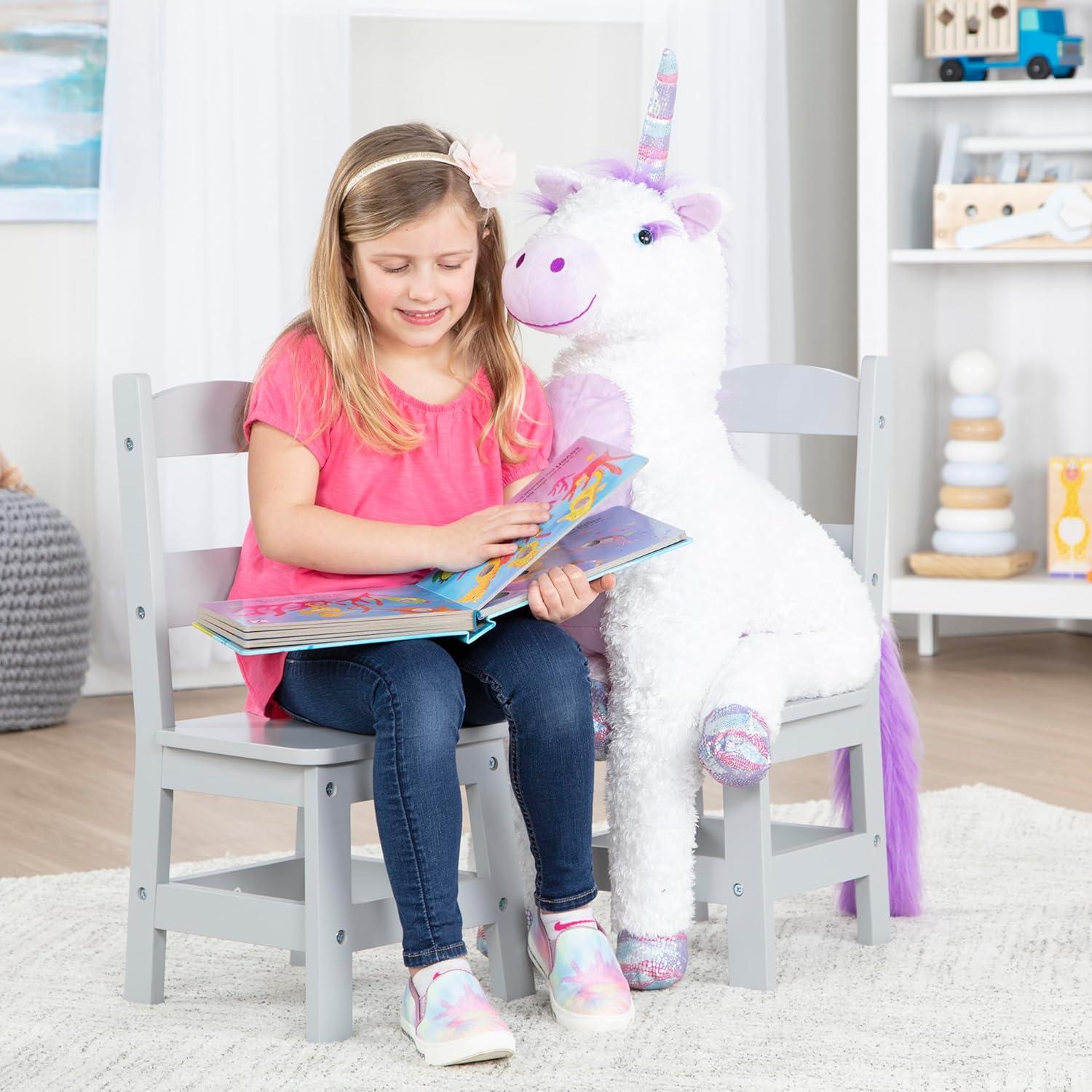 imageMelissa ampamp Doug Wooden Chairs Set of 2  White Furniture for PlayroomGrey