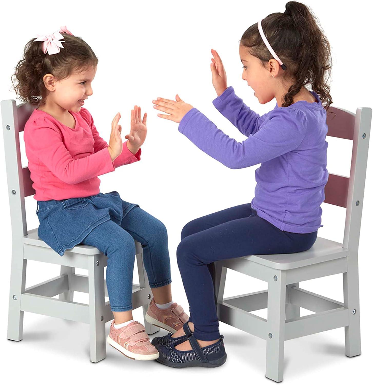 imageMelissa ampamp Doug Wooden Chairs Set of 2  White Furniture for PlayroomGrey