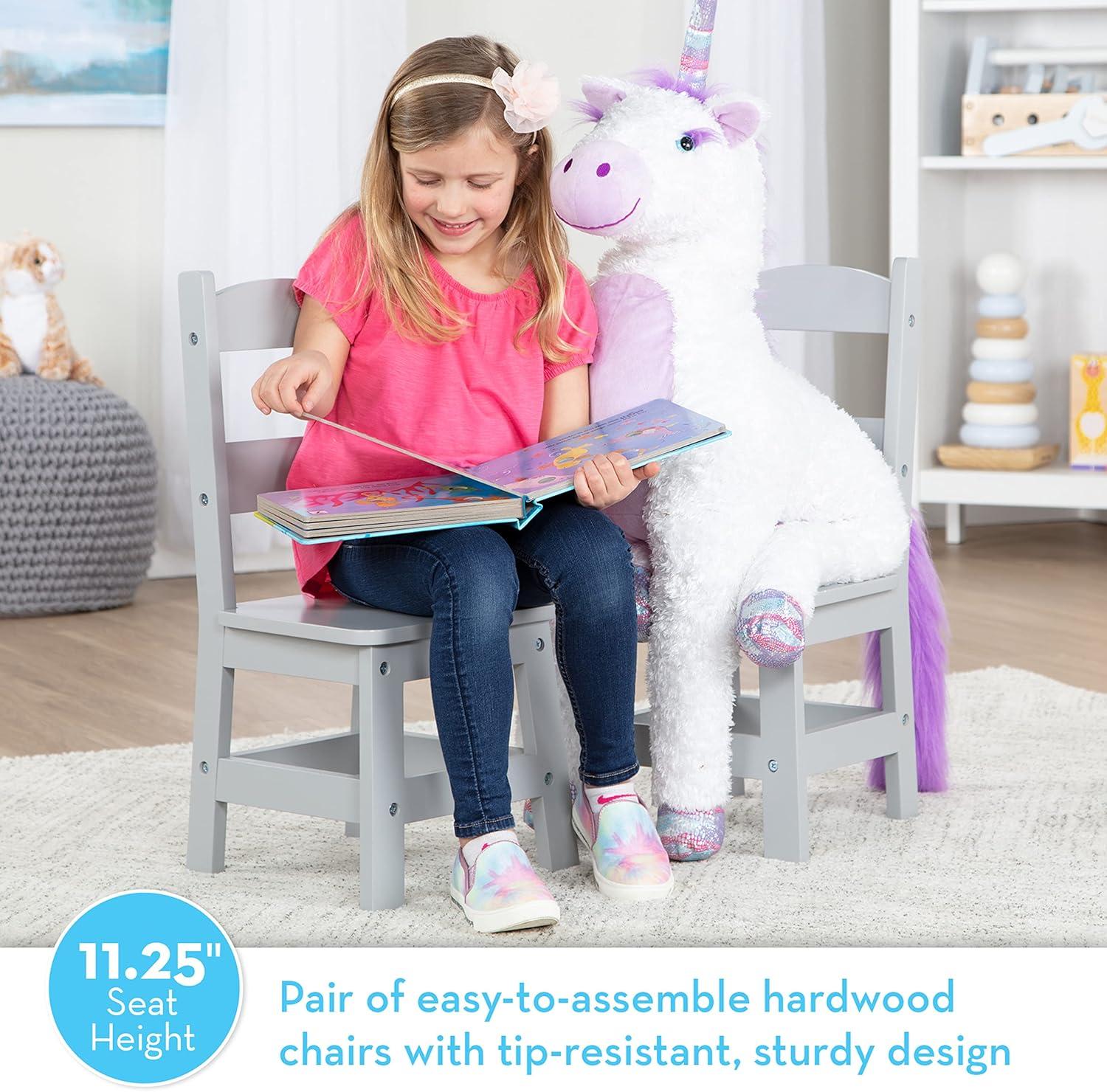 imageMelissa ampamp Doug Wooden Chairs Set of 2  White Furniture for PlayroomGrey