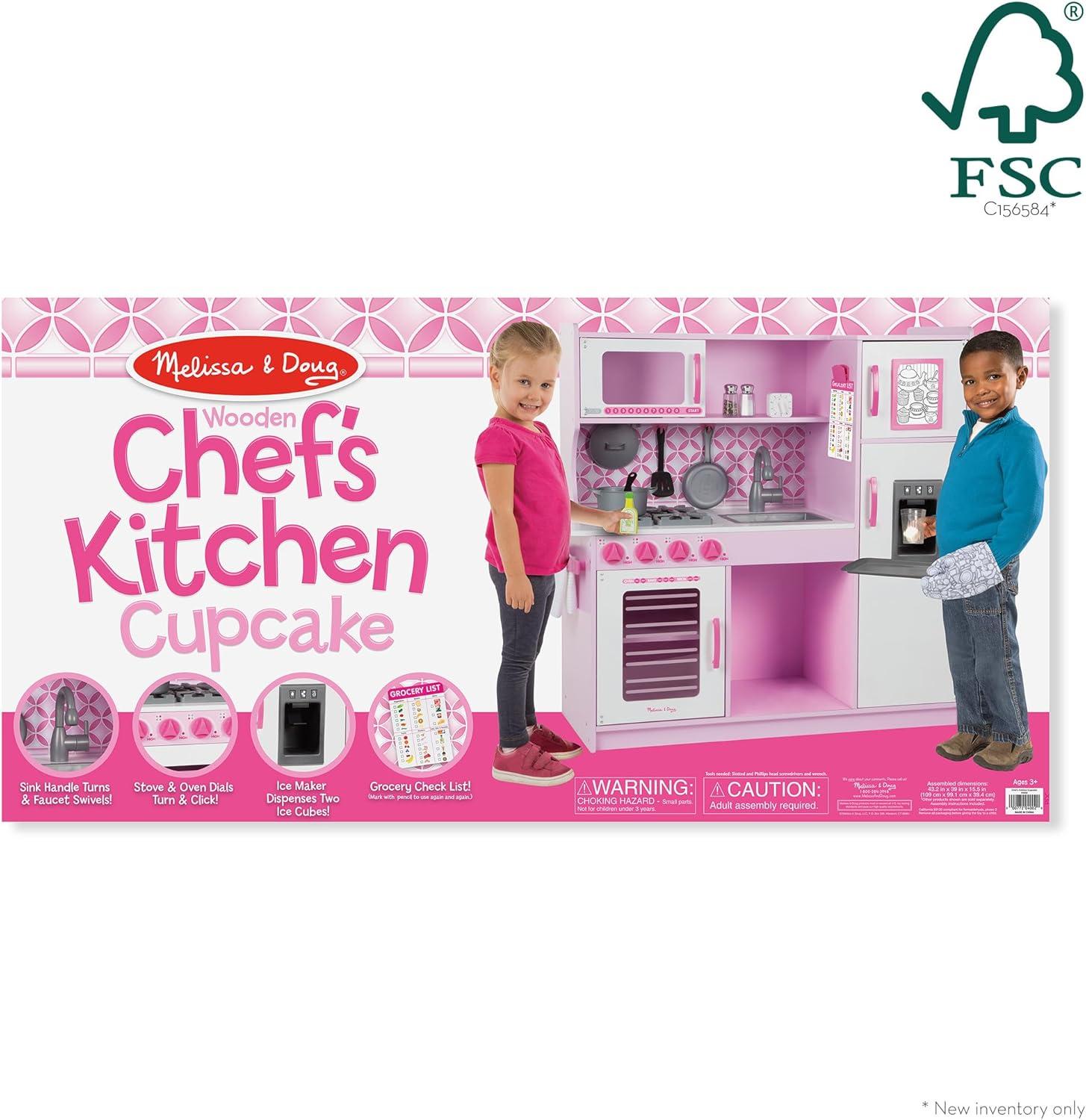 imageMelissa ampamp Doug Wooden Chefs Kitchen Set for Kids with Play Kitchen Accessories ampamp Ice Cube Dispenser Preschool Learning Toys for Girls ampamp Boys 3  FSC CertifiedPink