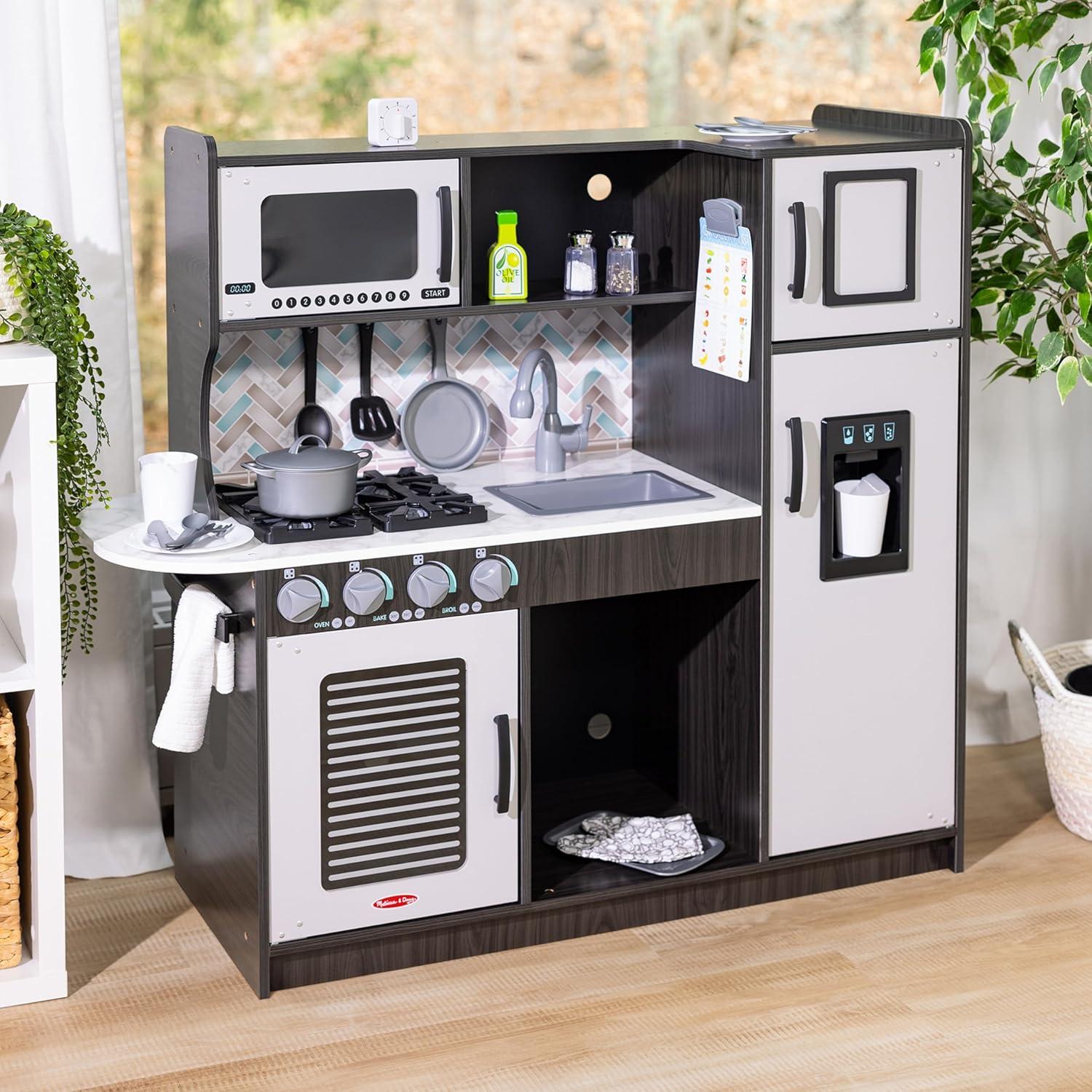 imageMelissa ampamp Doug Wooden Chefs Kitchen Set for Kids with Play Kitchen Accessories ampamp Ice Cube Dispenser Preschool Learning Toys for Girls ampamp Boys 3  FSC CertifiedCharcoal