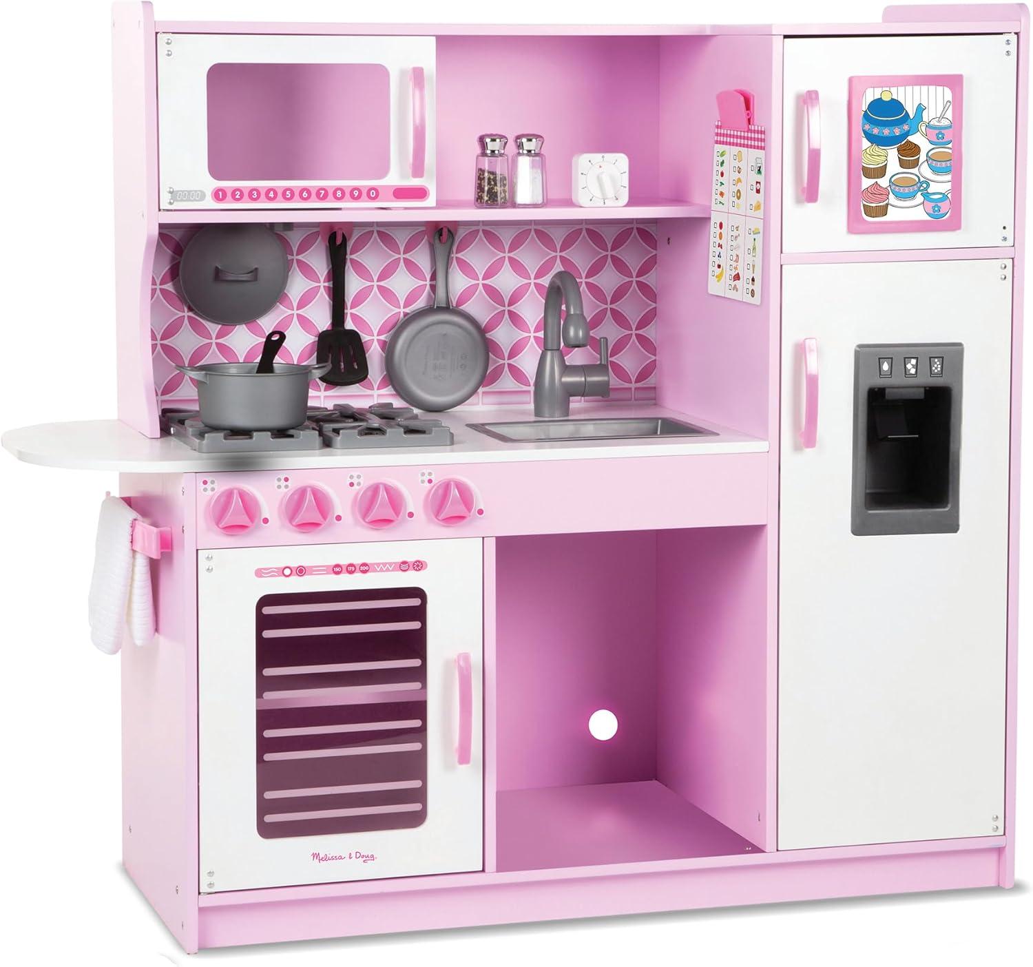 imageMelissa ampamp Doug Wooden Chefs Kitchen Set for Kids with Play Kitchen Accessories ampamp Ice Cube Dispenser Preschool Learning Toys for Girls ampamp Boys 3  FSC CertifiedPink