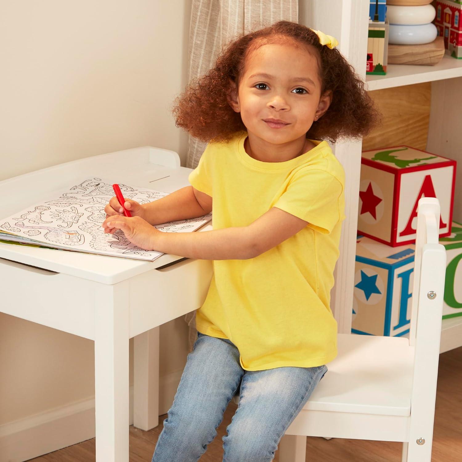 imageMelissa ampamp Doug Wooden Childs LiftTop Desk ampamp Chair  White Play Desk and Chair Set for Toddlers and Kids Ages 3