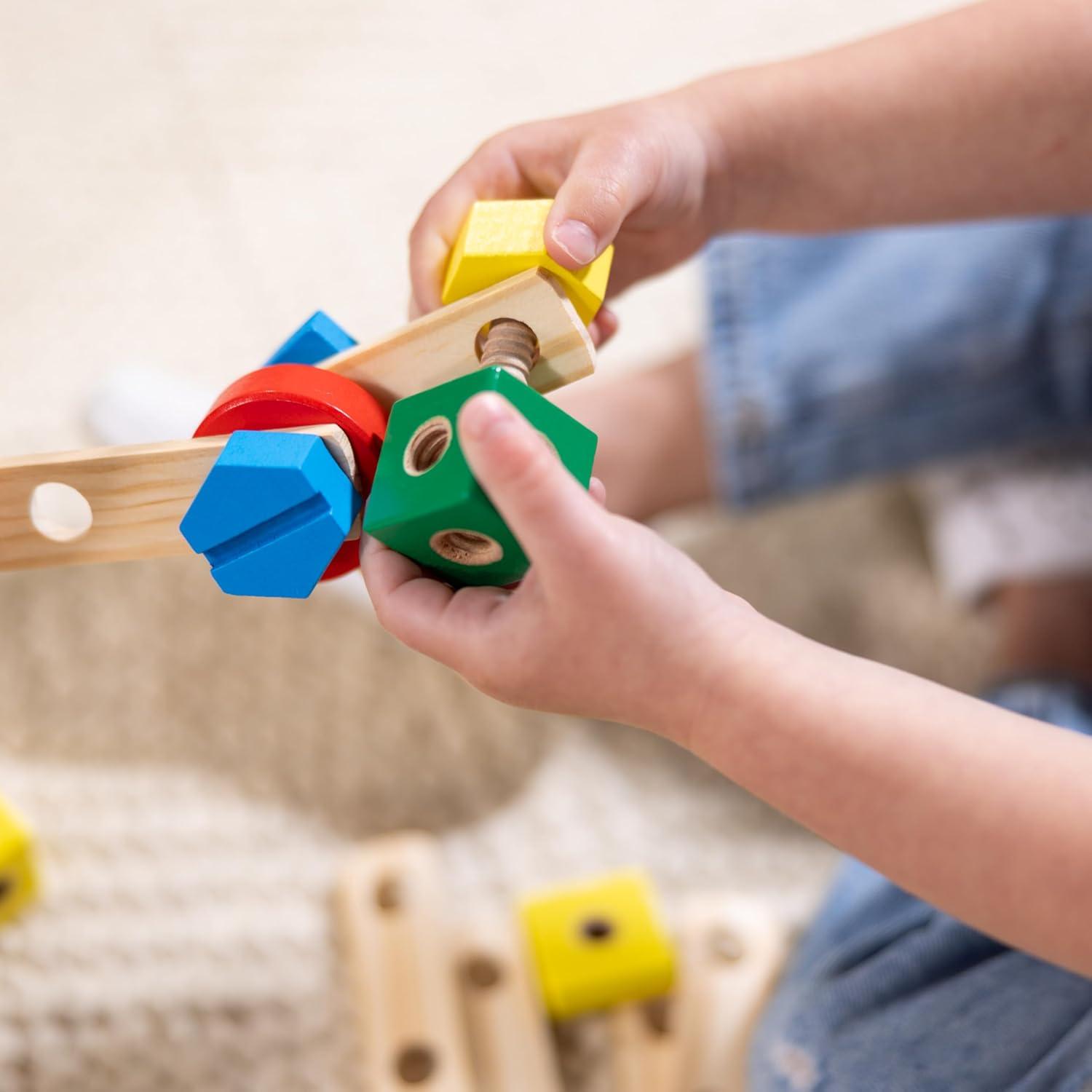 imageMelissa ampamp Doug Wooden Construction Building Set in a Box 48 pcs