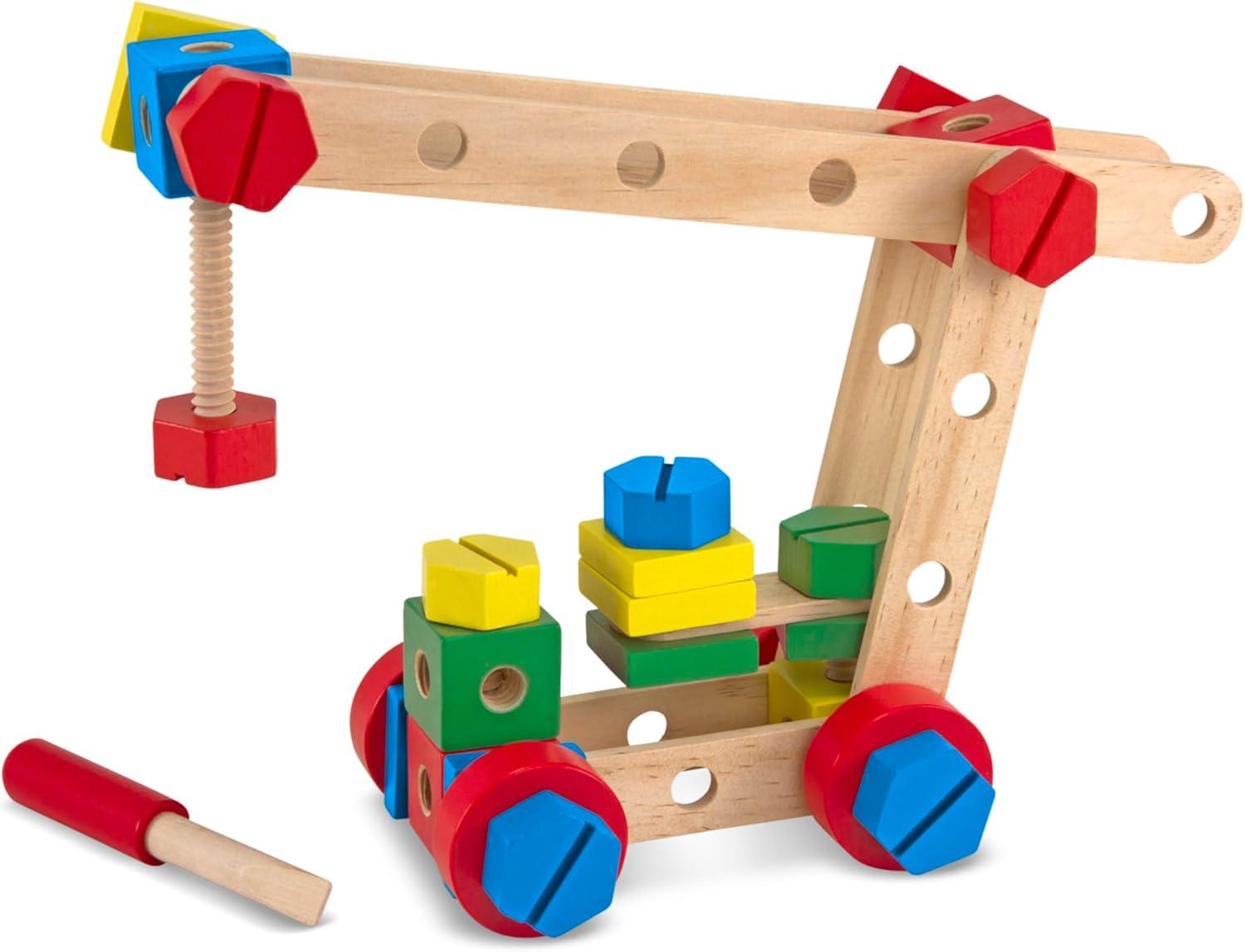 imageMelissa ampamp Doug Wooden Construction Building Set in a Box 48 pcs