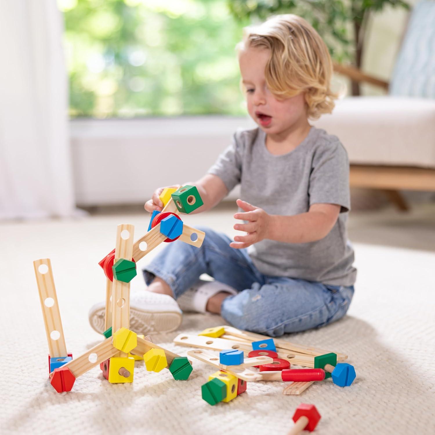 imageMelissa ampamp Doug Wooden Construction Building Set in a Box 48 pcs