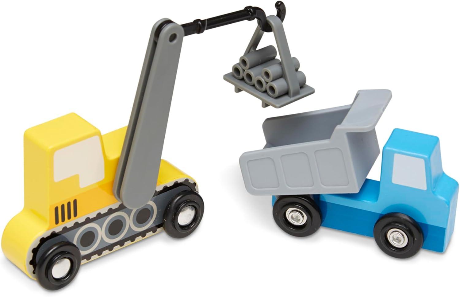 imageMelissa ampamp Doug Wooden Construction Site Vehicles with Wooden Storage Tray 8 pcsConstruction Site Vehicle