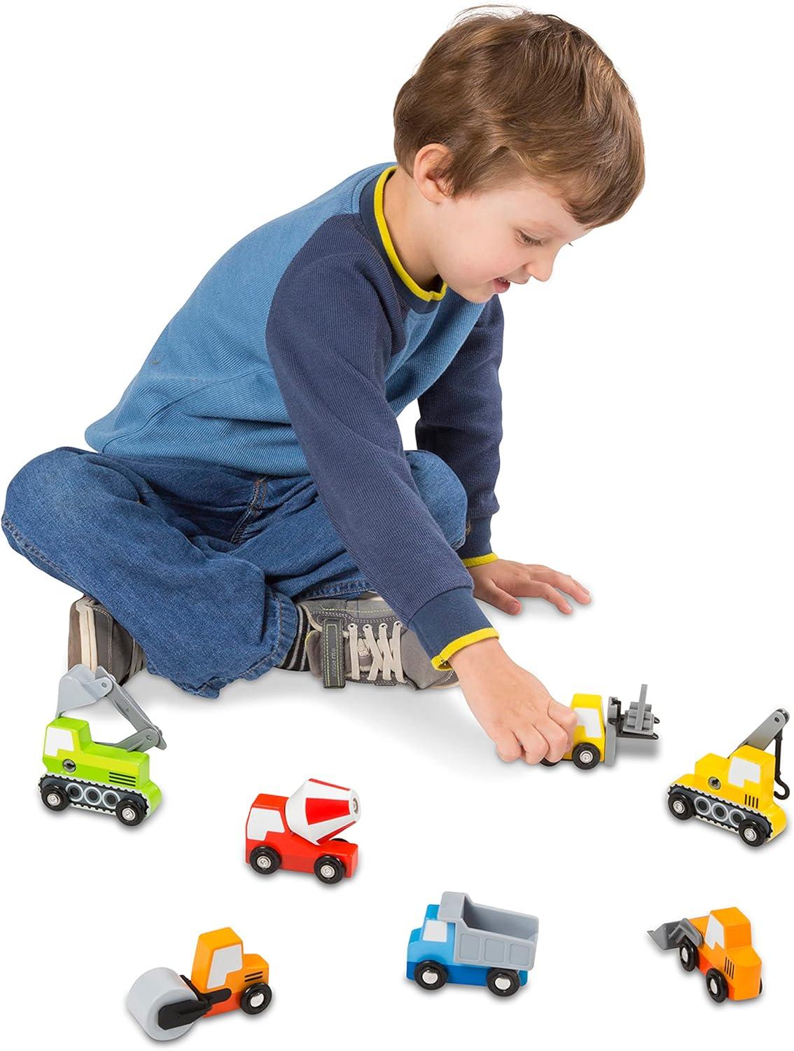 imageMelissa ampamp Doug Wooden Construction Site Vehicles with Wooden Storage Tray 8 pcsConstruction Site Vehicle