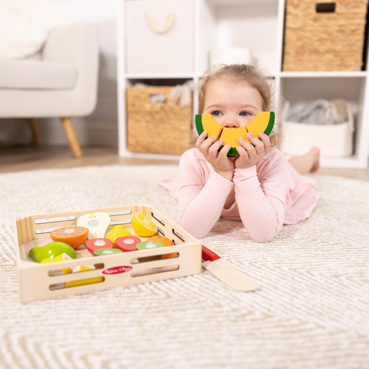 imageMelissa ampamp Doug Wooden Cutting Fruit Toy Food Set ampamp Pretend Play Kitchen Accessories Preschool Learning Toys for Girls ampamp Boys 3118 x 1085 x 195
