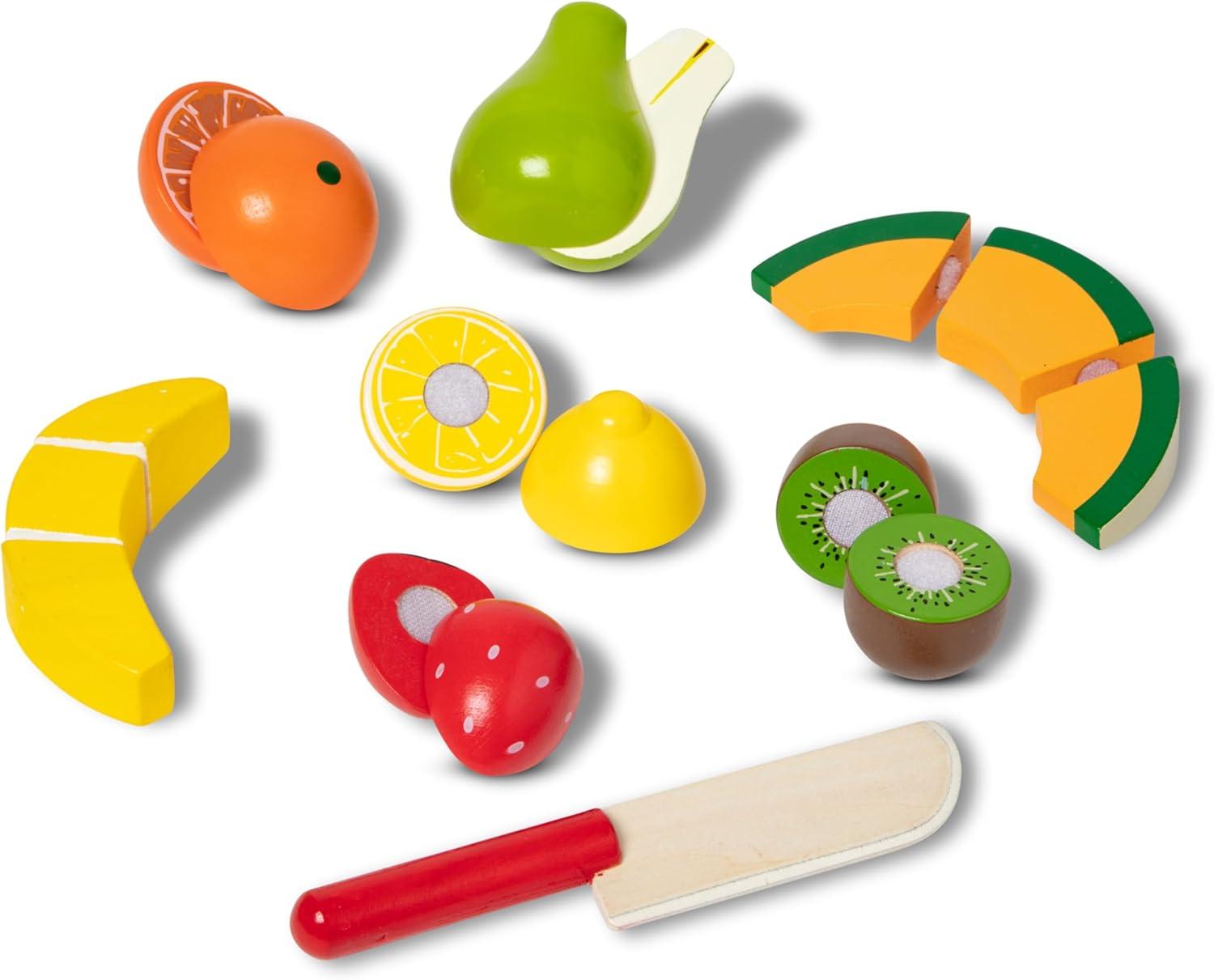 imageMelissa ampamp Doug Wooden Cutting Fruit Toy Food Set ampamp Pretend Play Kitchen Accessories Preschool Learning Toys for Girls ampamp Boys 3118 x 1085 x 195