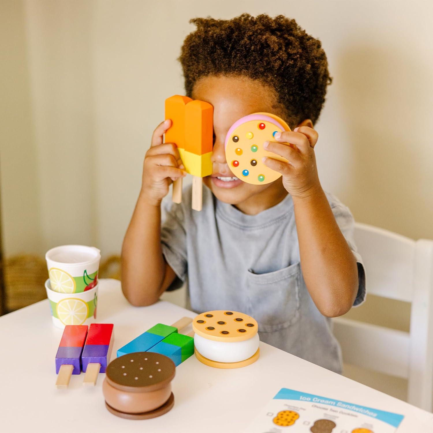 imageMelissa ampamp Doug Wooden Frozen Treats Ice Cream Play Set 24 pcs  Play Food and Accessories Food Toys for Toddlers and Kids 3