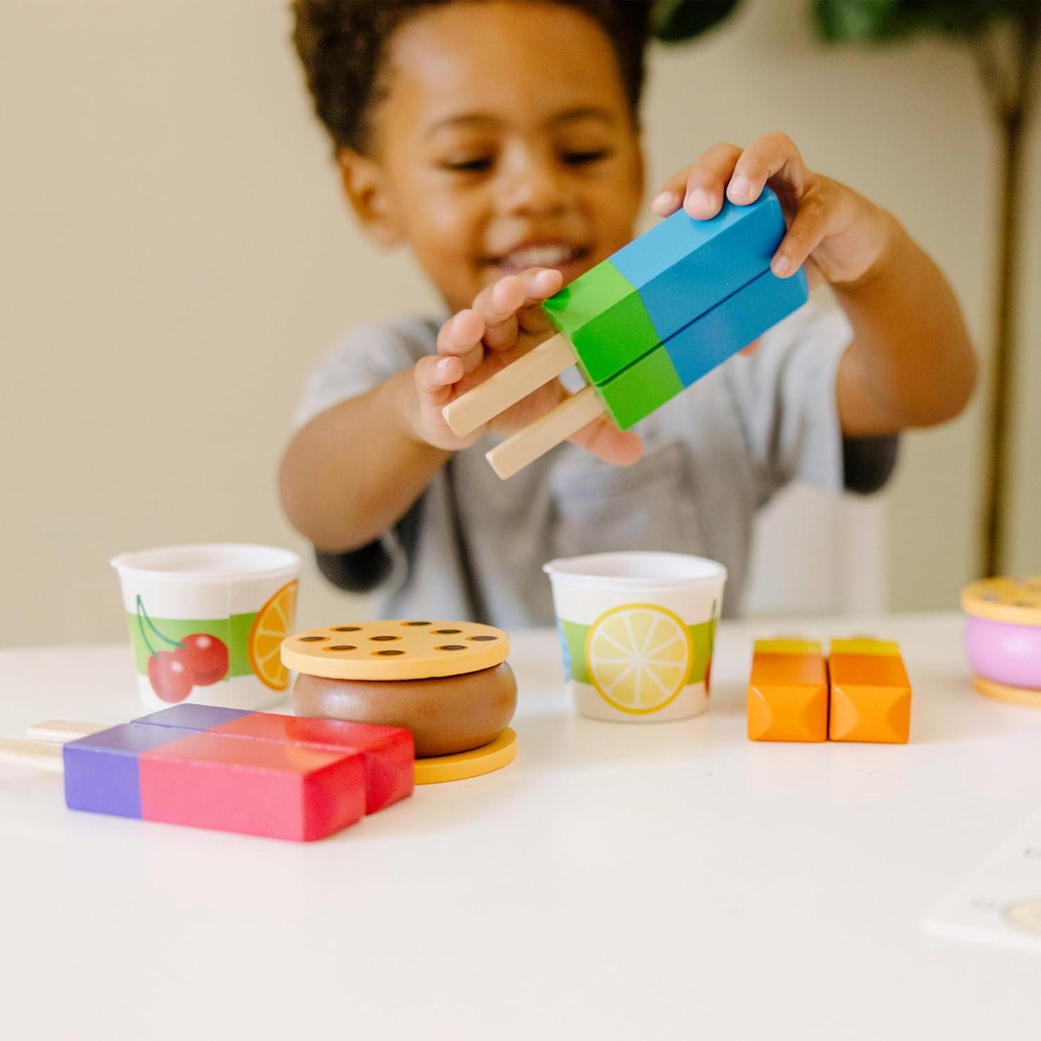 imageMelissa ampamp Doug Wooden Frozen Treats Ice Cream Play Set 24 pcs  Play Food and Accessories Food Toys for Toddlers and Kids 3