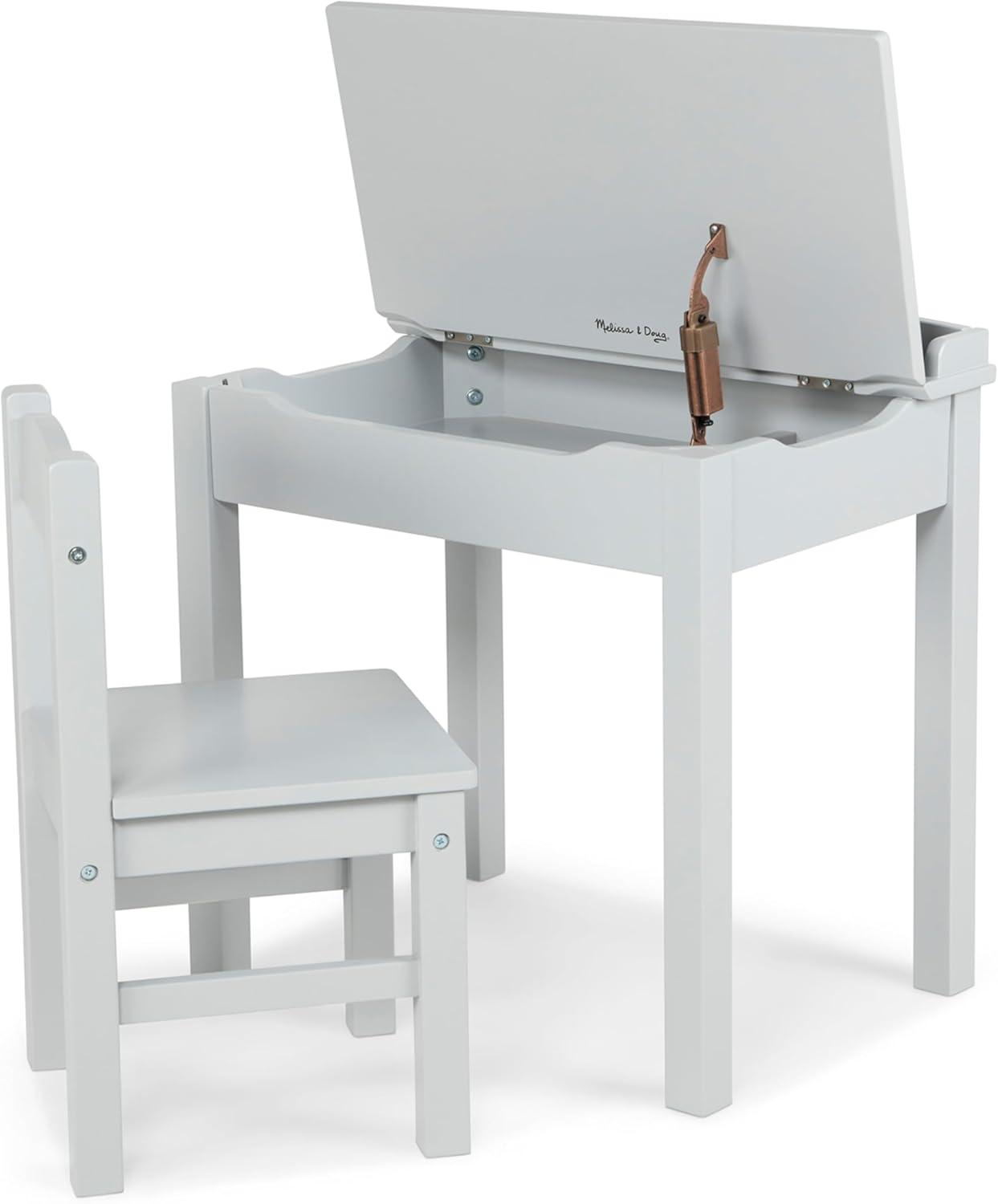 imageMelissa ampamp Doug Wooden LiftTop Desk ampamp Chair  HoneyGrey
