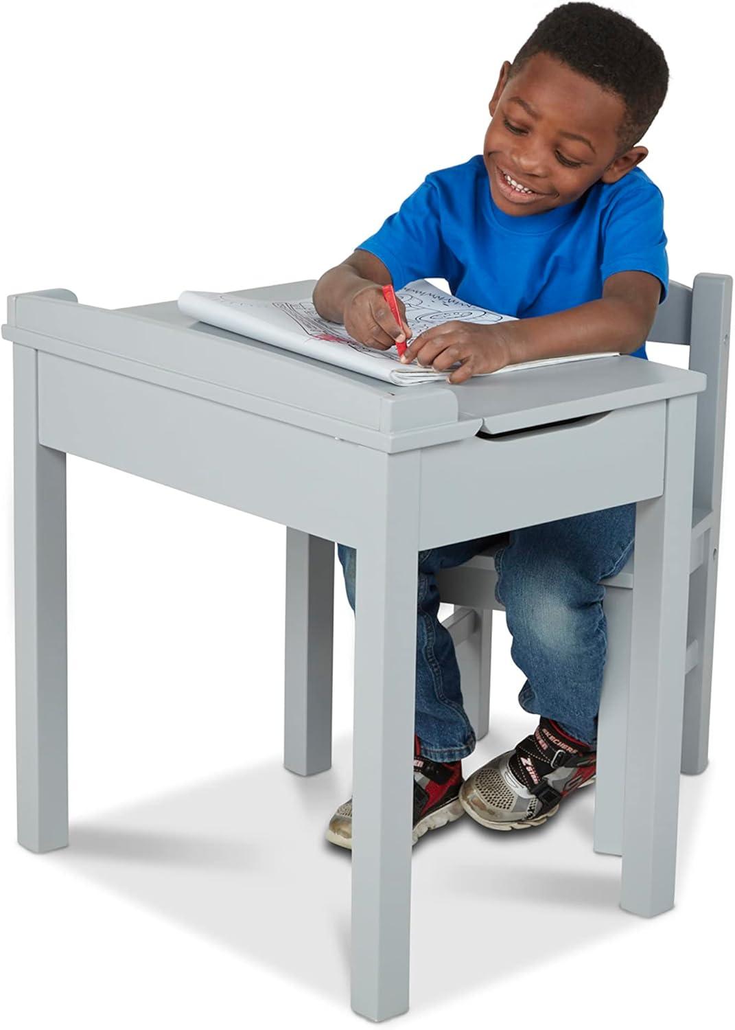 imageMelissa ampamp Doug Wooden LiftTop Desk ampamp Chair  HoneyGrey