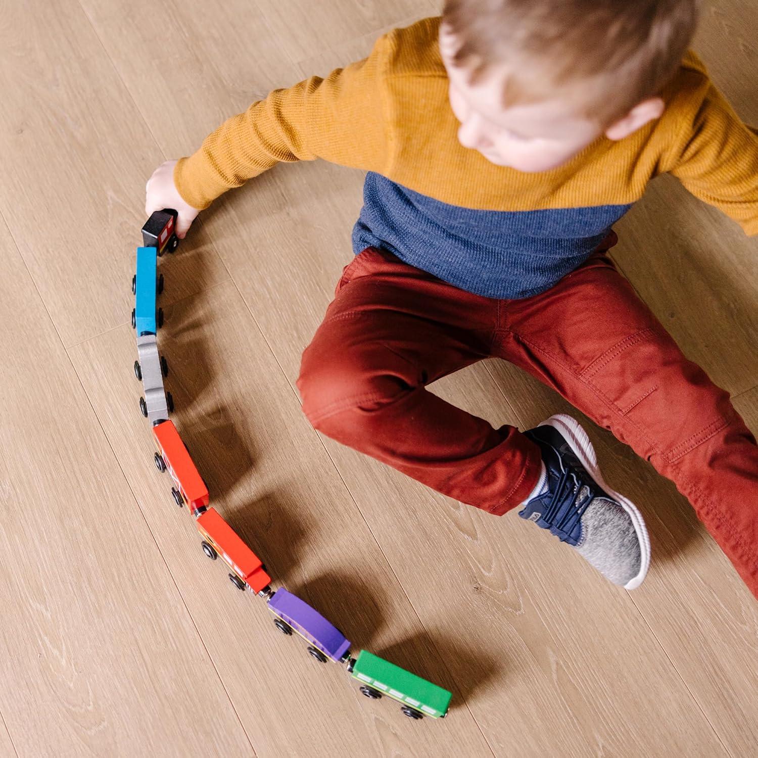 imageMelissa ampamp Doug Wooden Magnetic Train Cars  8 Piece Educational and SkillBuilding Wooden Toy for Boys and Girls