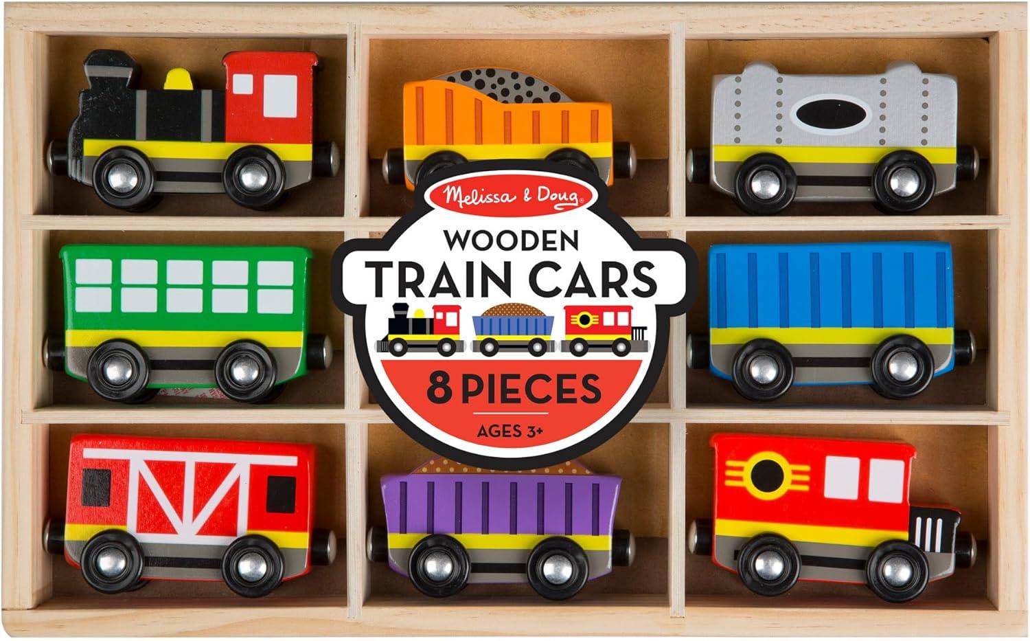imageMelissa ampamp Doug Wooden Magnetic Train Cars  8 Piece Educational and SkillBuilding Wooden Toy for Boys and Girls