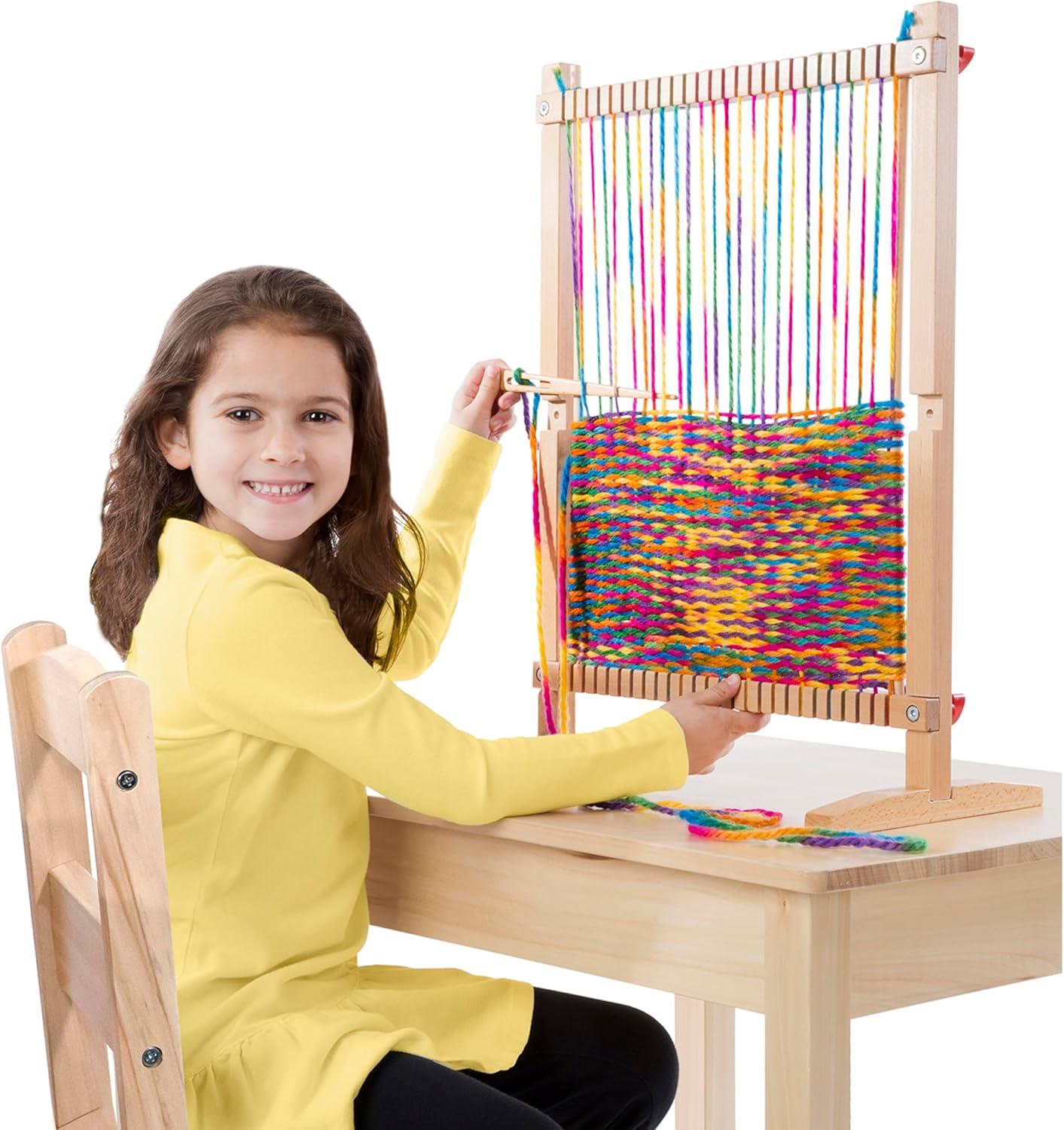 imageMelissa ampamp Doug Wooden MultiCraft Weaving Loom ExtraLarge Frame 2275 x 165 inchesFrustrationFree Packaging
