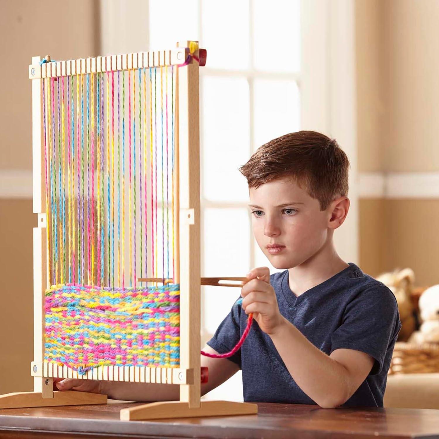 imageMelissa ampamp Doug Wooden MultiCraft Weaving Loom ExtraLarge Frame 2275 x 165 inchesFrustrationFree Packaging