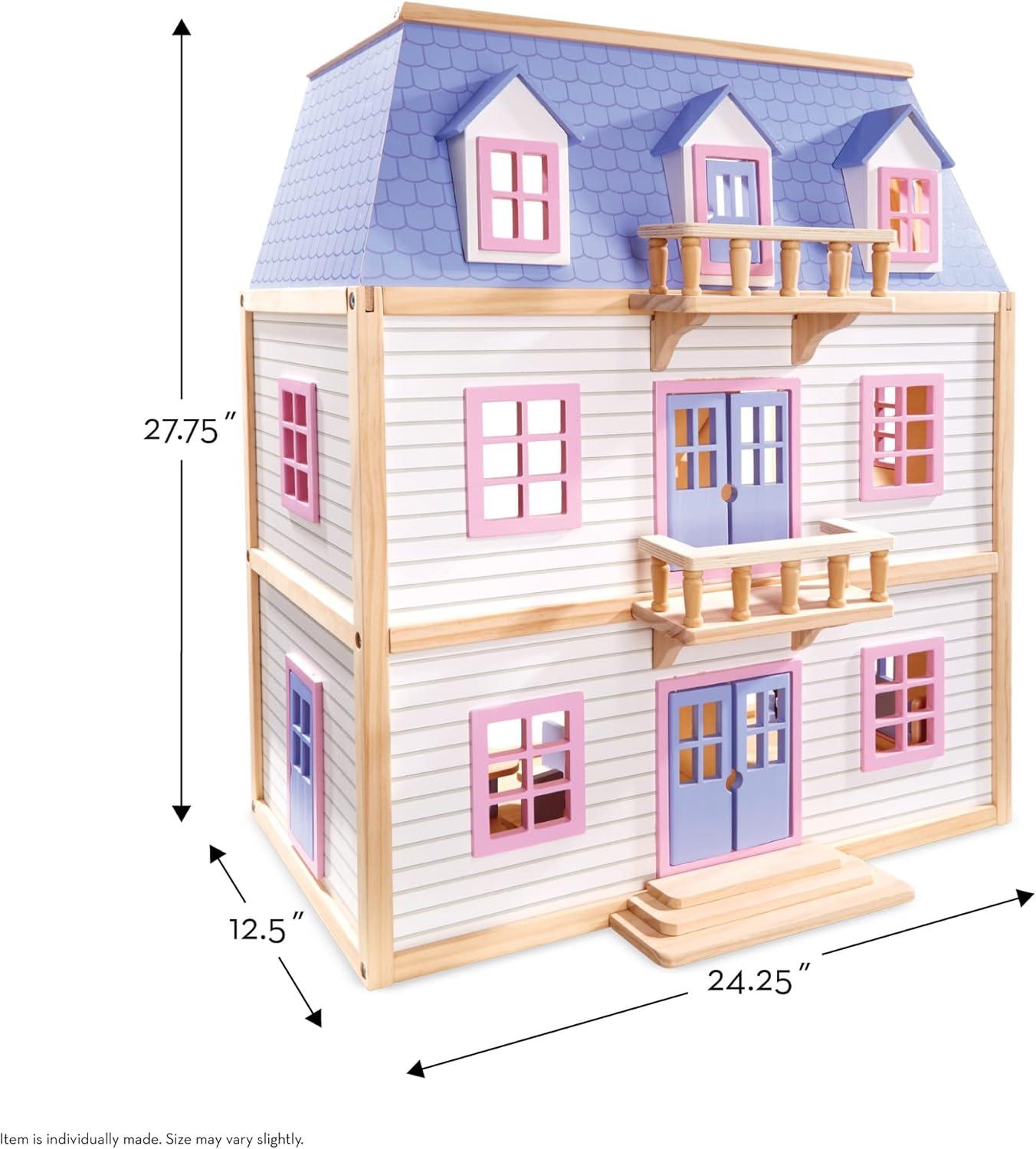 imageMelissa ampamp Doug Wooden MultiLevel Dollhouse Wooden MultiStory Pretend Play Dollhouse for Kids