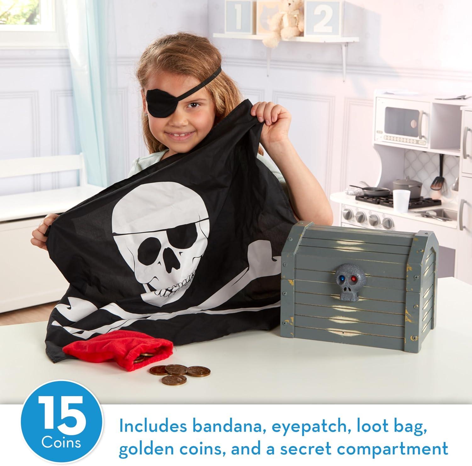imageMelissa ampamp Doug Wooden Pirate Chest Pretend Play Set