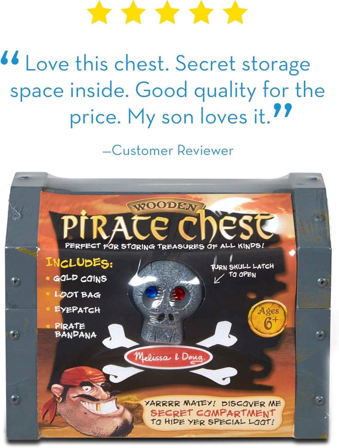 imageMelissa ampamp Doug Wooden Pirate Chest Pretend Play Set