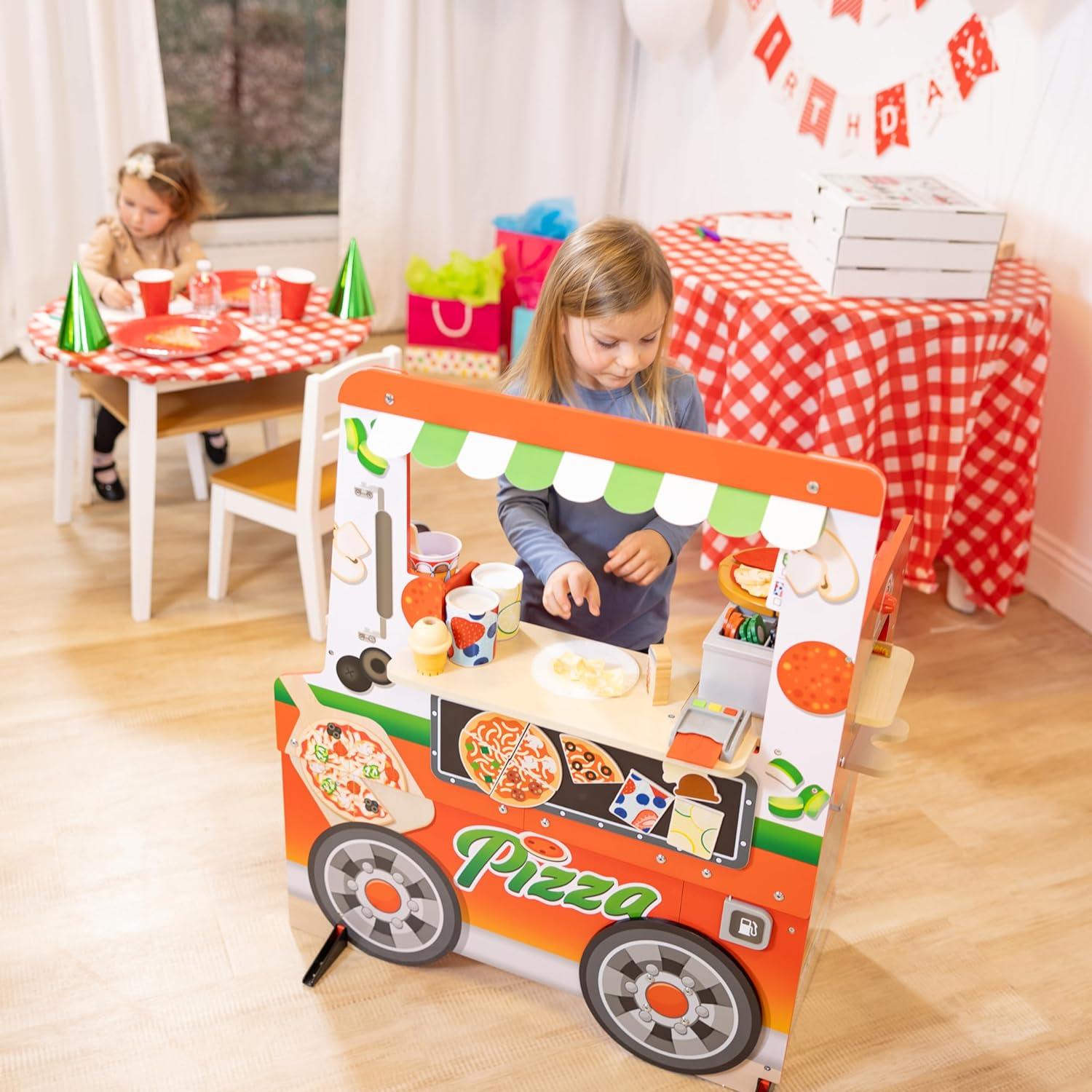 imageMelissa ampamp Doug Wooden Pizza Food Truck Activity Center with Play Food for Boys and Girls 3