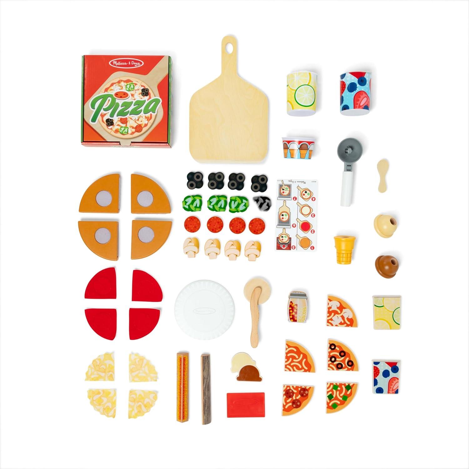 imageMelissa ampamp Doug Wooden Pizza Food Truck Activity Center with Play Food for Boys and Girls 3