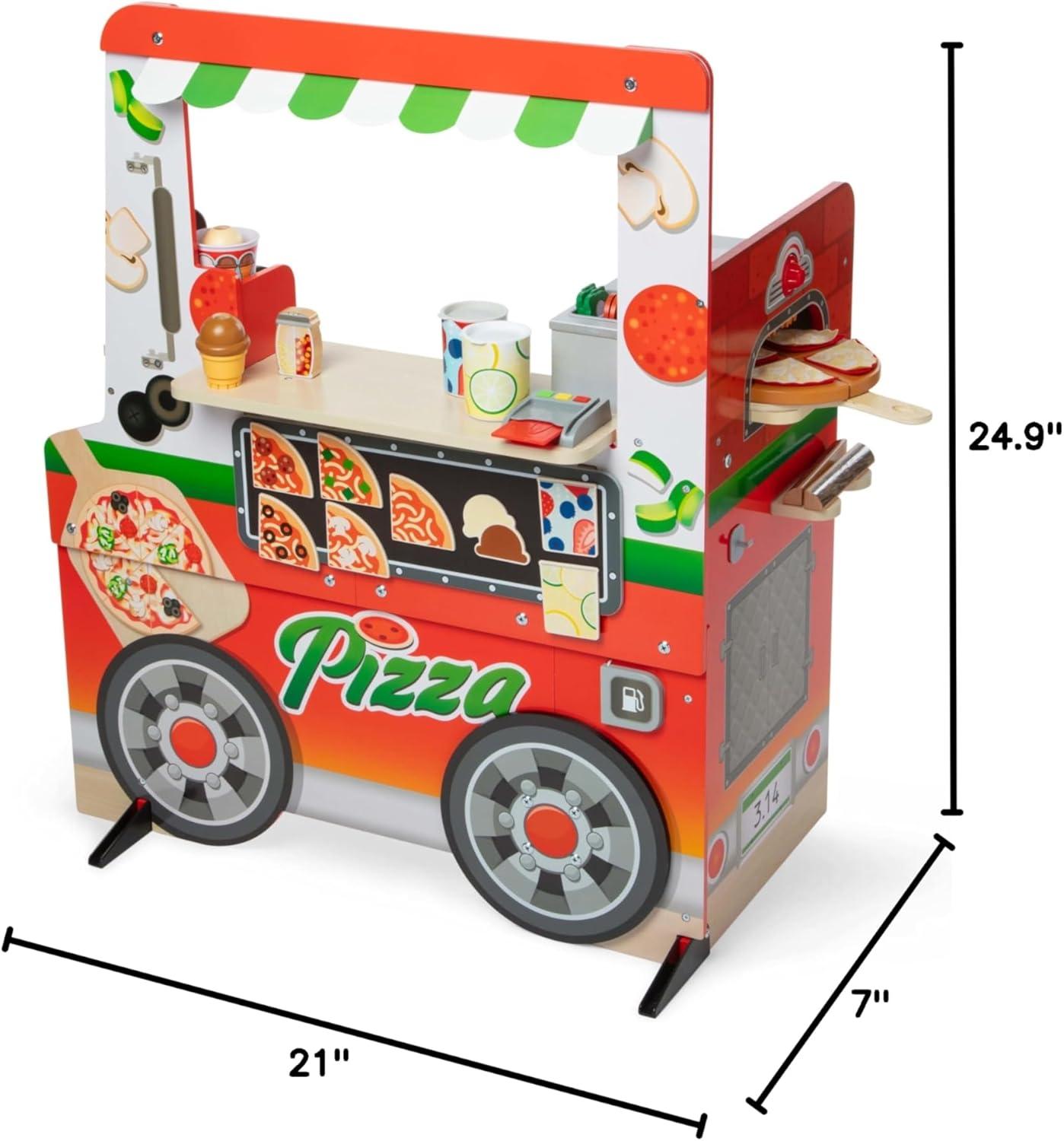 imageMelissa ampamp Doug Wooden Pizza Food Truck Activity Center with Play Food for Boys and Girls 3