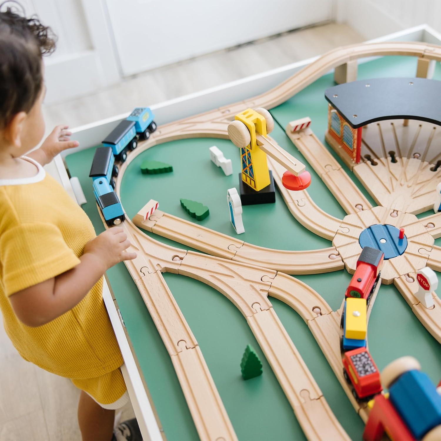 imageMelissa ampamp Doug Wooden Railway Set 130 PiecesFrustrationFree Packaging