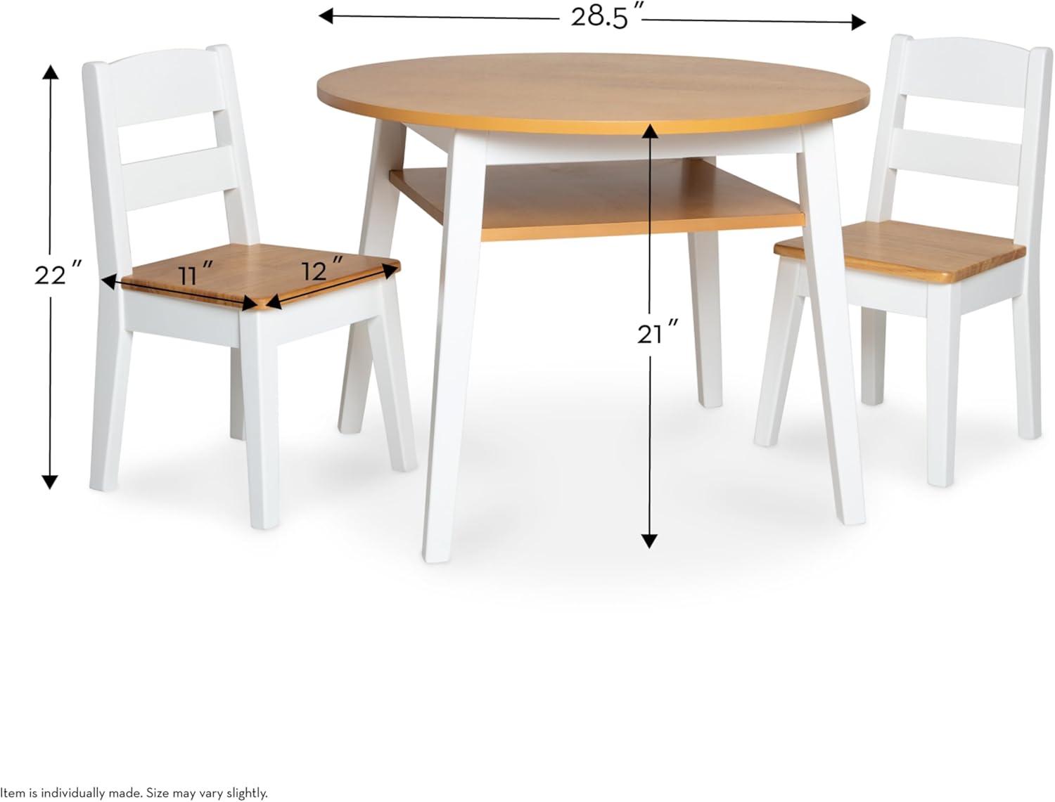 imageMelissa ampamp Doug Wooden Round Table and 2 Chairs Set  Kids Furniture for Playroom Light Woodgrain and White 2Tone Finish TwoTone Round Wooden Toddler And Kids Table And Chairs Activity Furniture SetSet