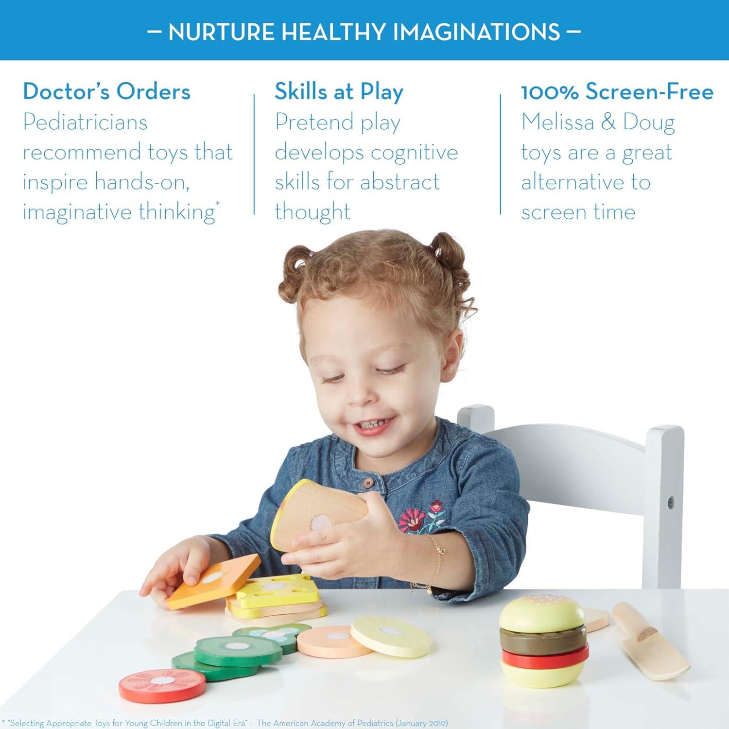 imageMelissa ampamp Doug Wooden SandwichMaking Pretend Play Food Set Food Toys for Kids Play Kitchen for Ages 3English Only