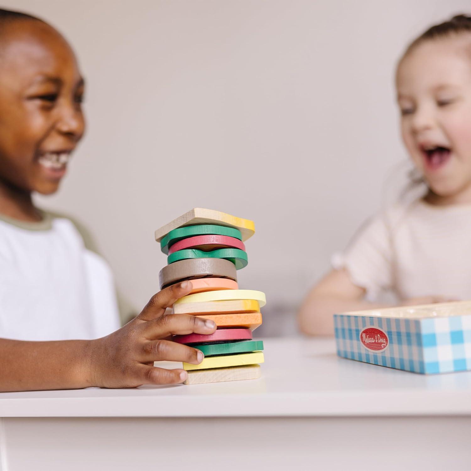 imageMelissa ampamp Doug Wooden SandwichMaking Pretend Play Food Set Food Toys for Kids Play Kitchen for Ages 3English Only