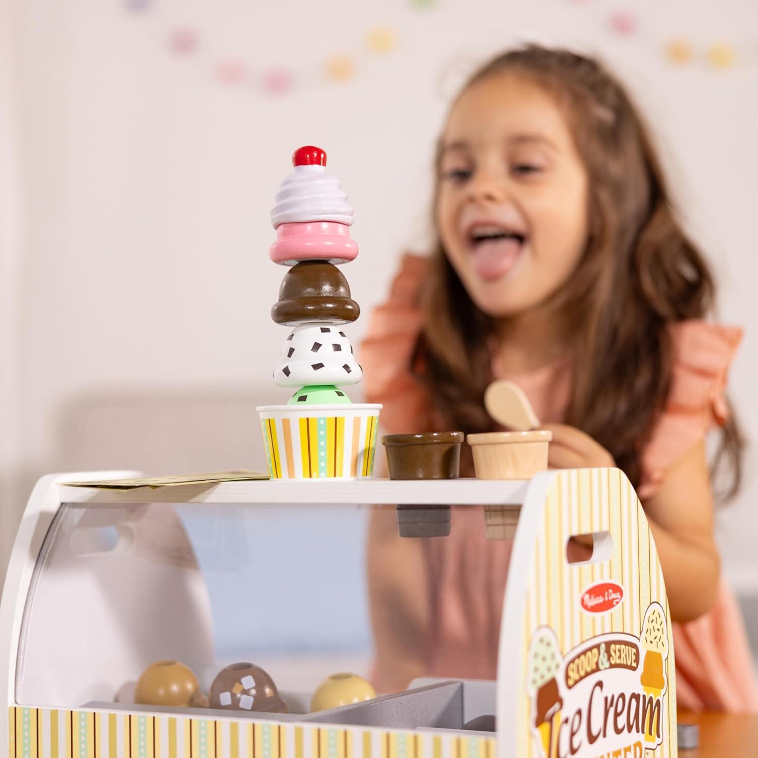imageMelissa ampamp Doug Wooden Scoop ampamp Serve Ice Cream Counter Pretend Play Store 28 Toy Food ampamp Play Kitchen Accessories Preschool Toys for Girls ampamp Boys 3Scoop  Serve Ice Cream Counter