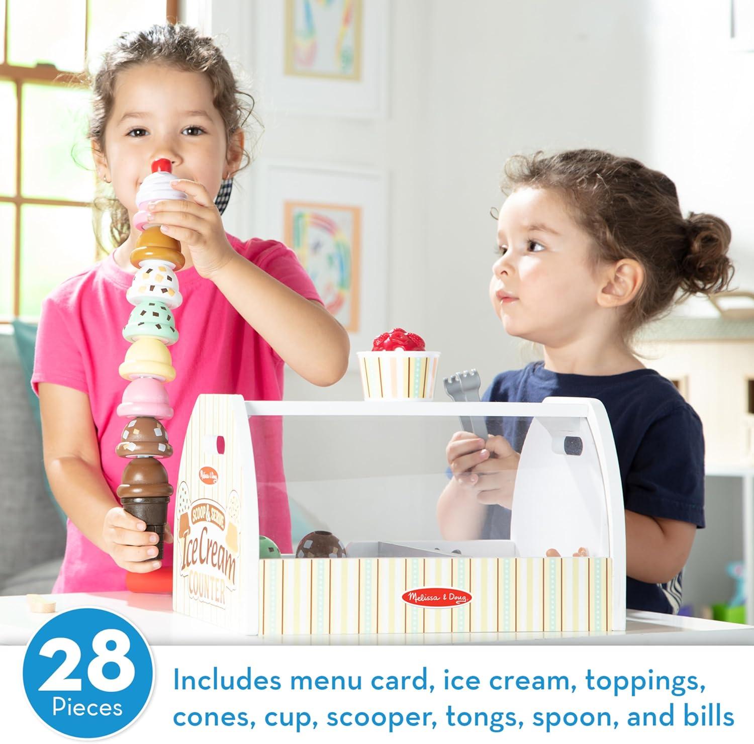 imageMelissa ampamp Doug Wooden Scoop ampamp Serve Ice Cream Counter Pretend Play Store 28 Toy Food ampamp Play Kitchen Accessories Preschool Toys for Girls ampamp Boys 3Scoop  Serve Ice Cream Counter