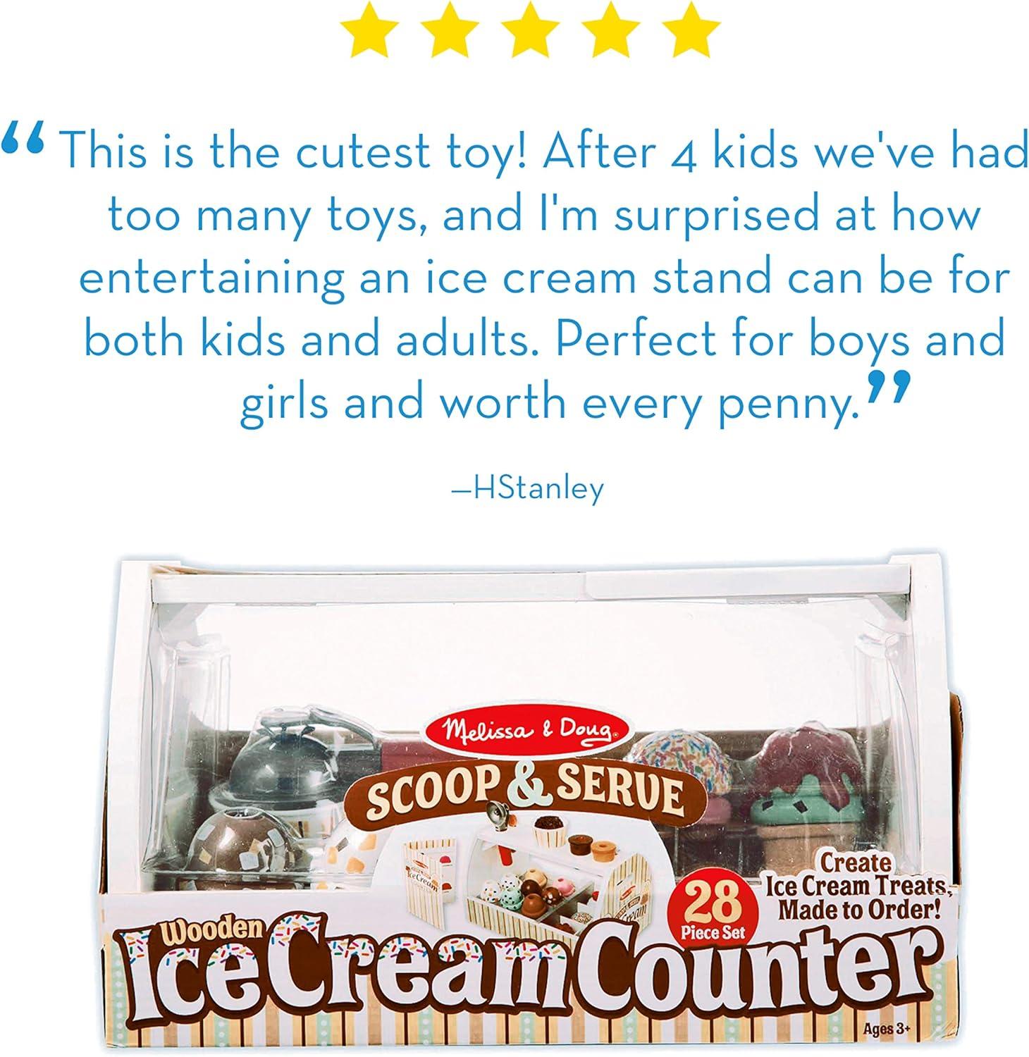 imageMelissa ampamp Doug Wooden Scoop ampamp Serve Ice Cream Counter Pretend Play Store 28 Toy Food ampamp Play Kitchen Accessories Preschool Toys for Girls ampamp Boys 3Scoop  Serve Ice Cream Counter