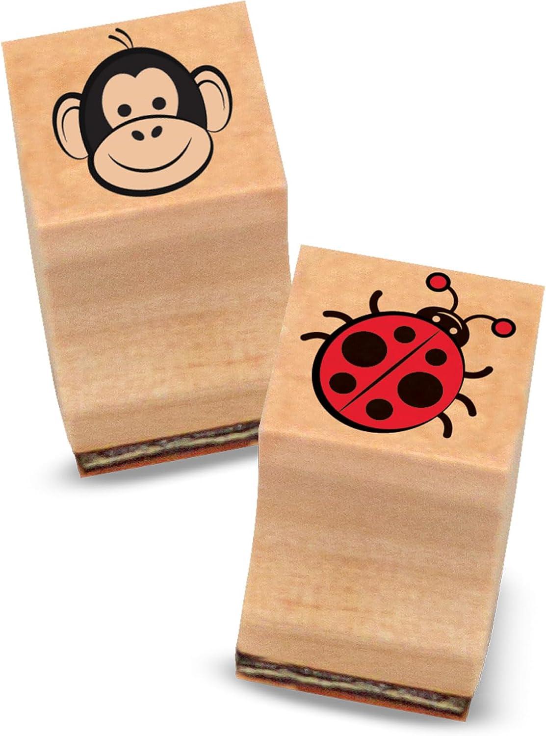 imageMelissa ampamp Doug Wooden Stamp Set Favorite Things  26 Wooden Stamps 4Color Stamp PadStamp Set