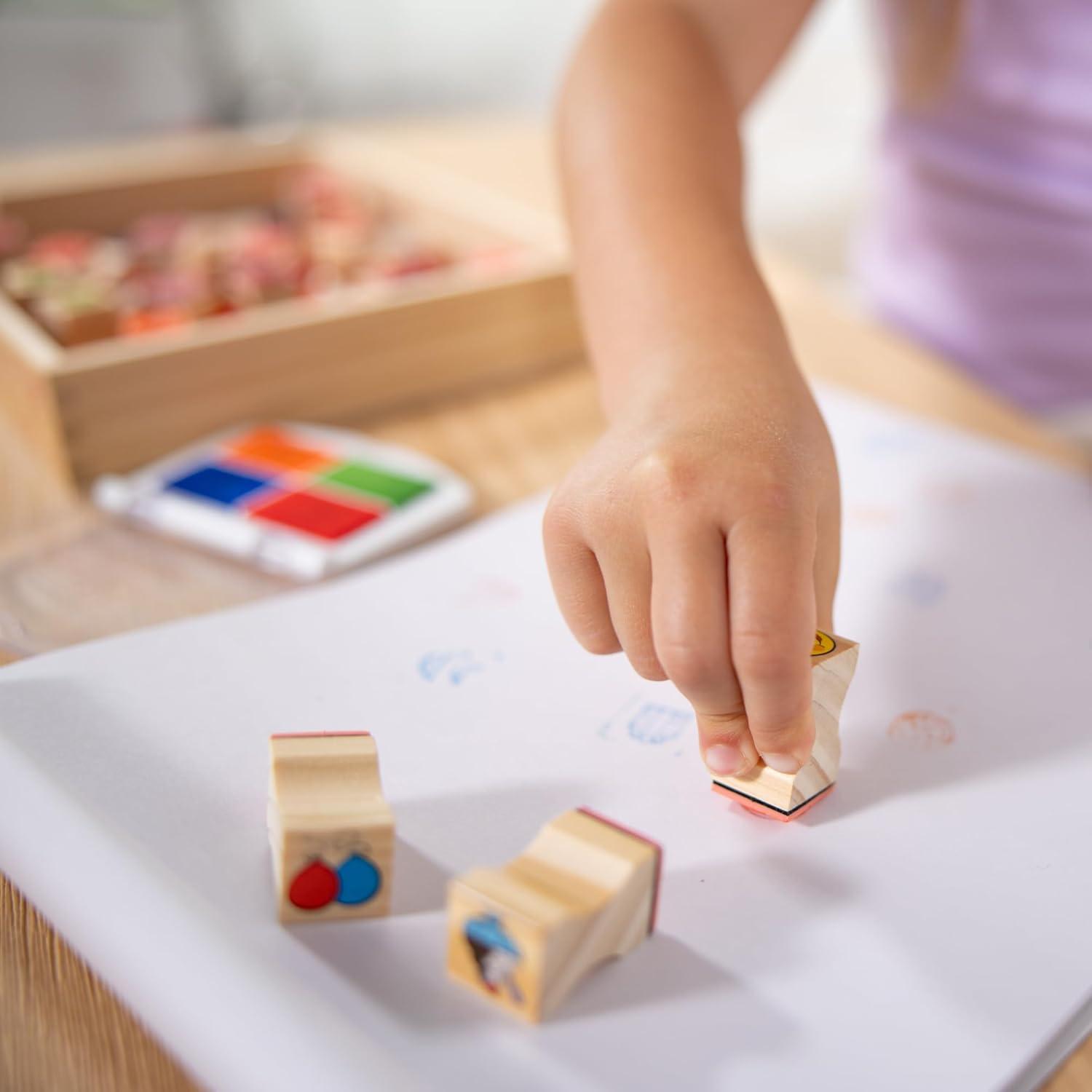 imageMelissa ampamp Doug Wooden Stamp Set Favorite Things  26 Wooden Stamps 4Color Stamp PadStamp Set