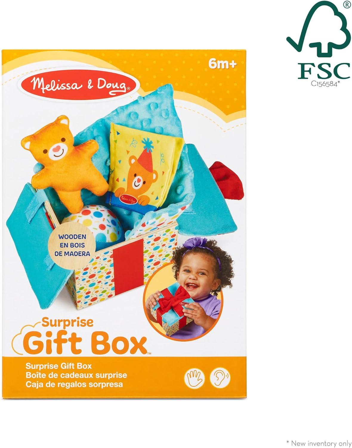 imageMelissa ampamp Doug Wooden Surprise Gift Box Infant Toy 5 Pieces Baby Toy Gift Set Tactile Sensory Toy for Babies and Toddlers  FSCCertified Materials