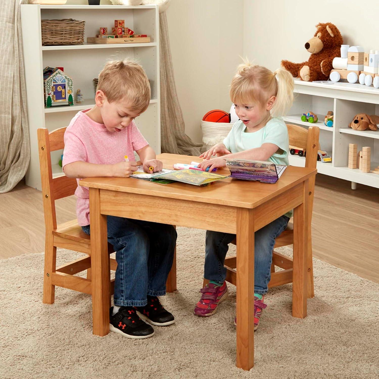 imageMelissa ampamp Doug Wooden Table ampamp ChairsGray Kids Furniture  GreyBlonde
