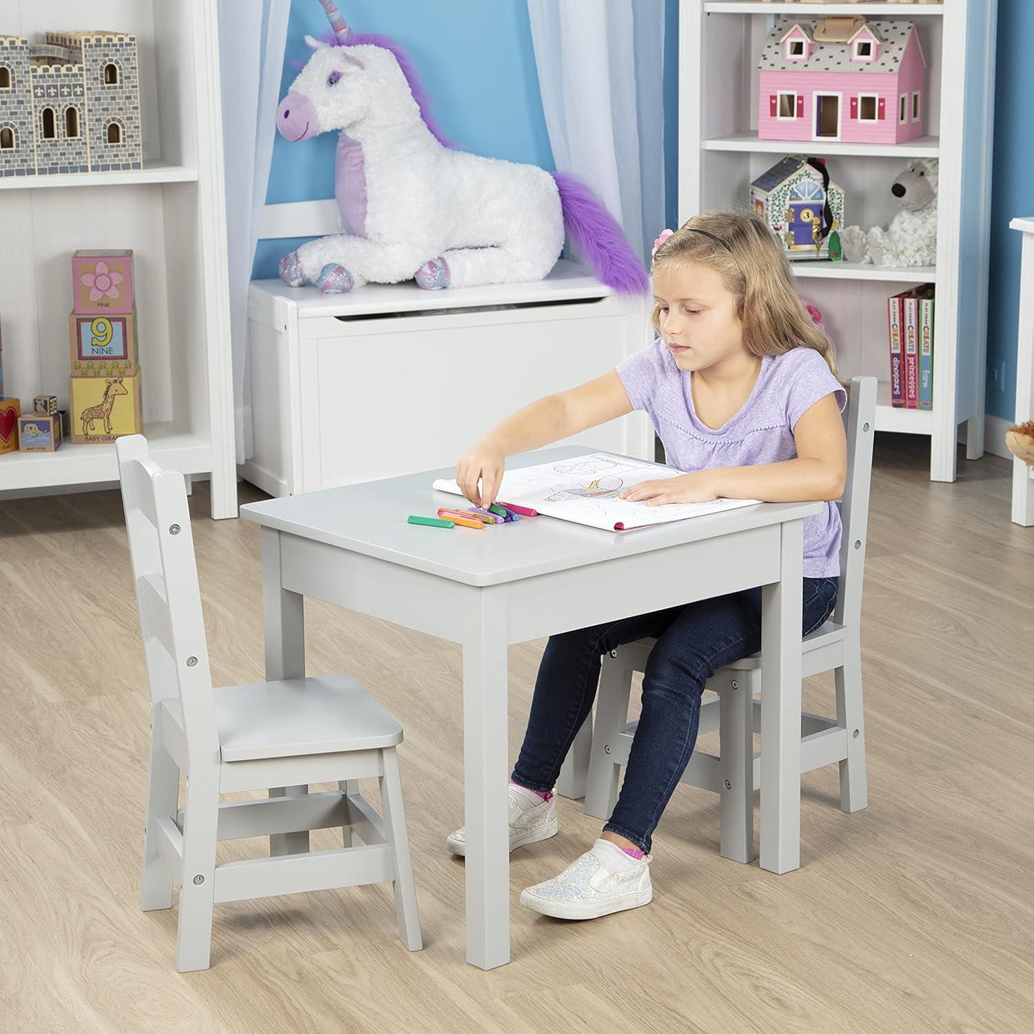 imageMelissa ampamp Doug Wooden Table ampamp ChairsGray Kids Furniture  GreyGrey