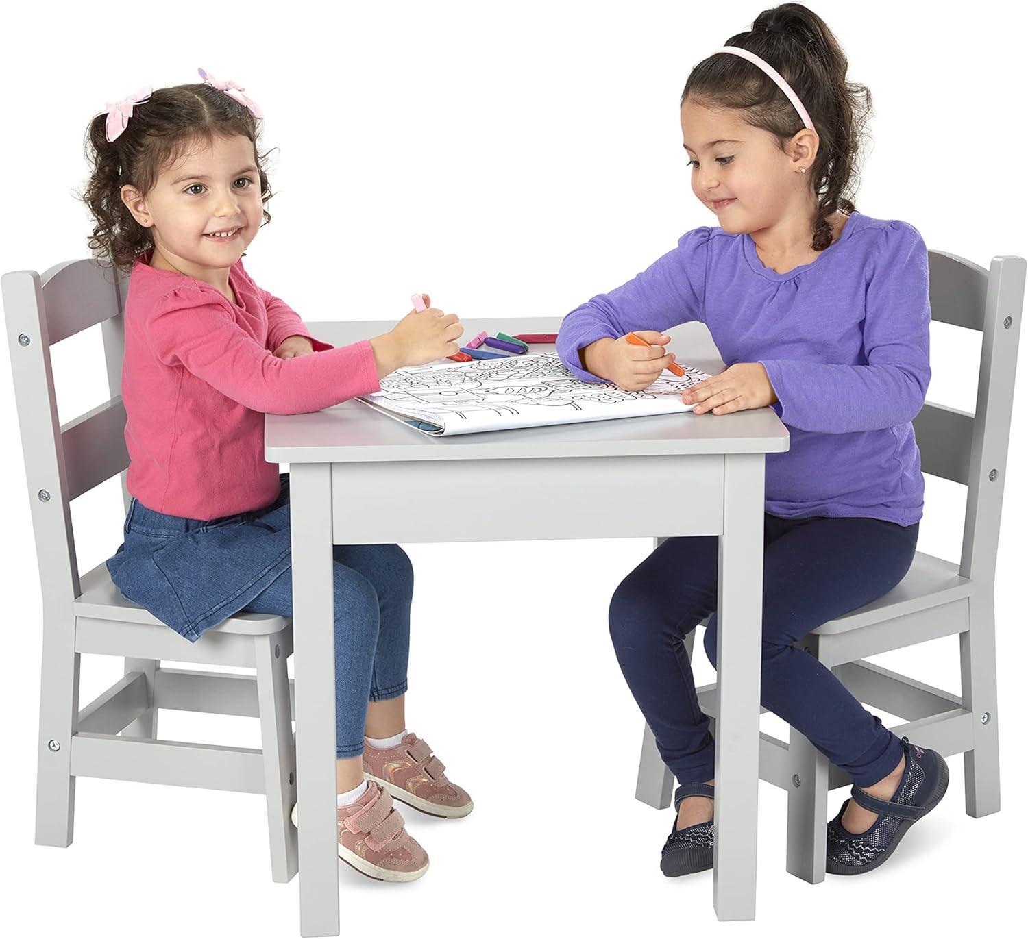 imageMelissa ampamp Doug Wooden Table ampamp ChairsGray Kids Furniture  GreyGrey