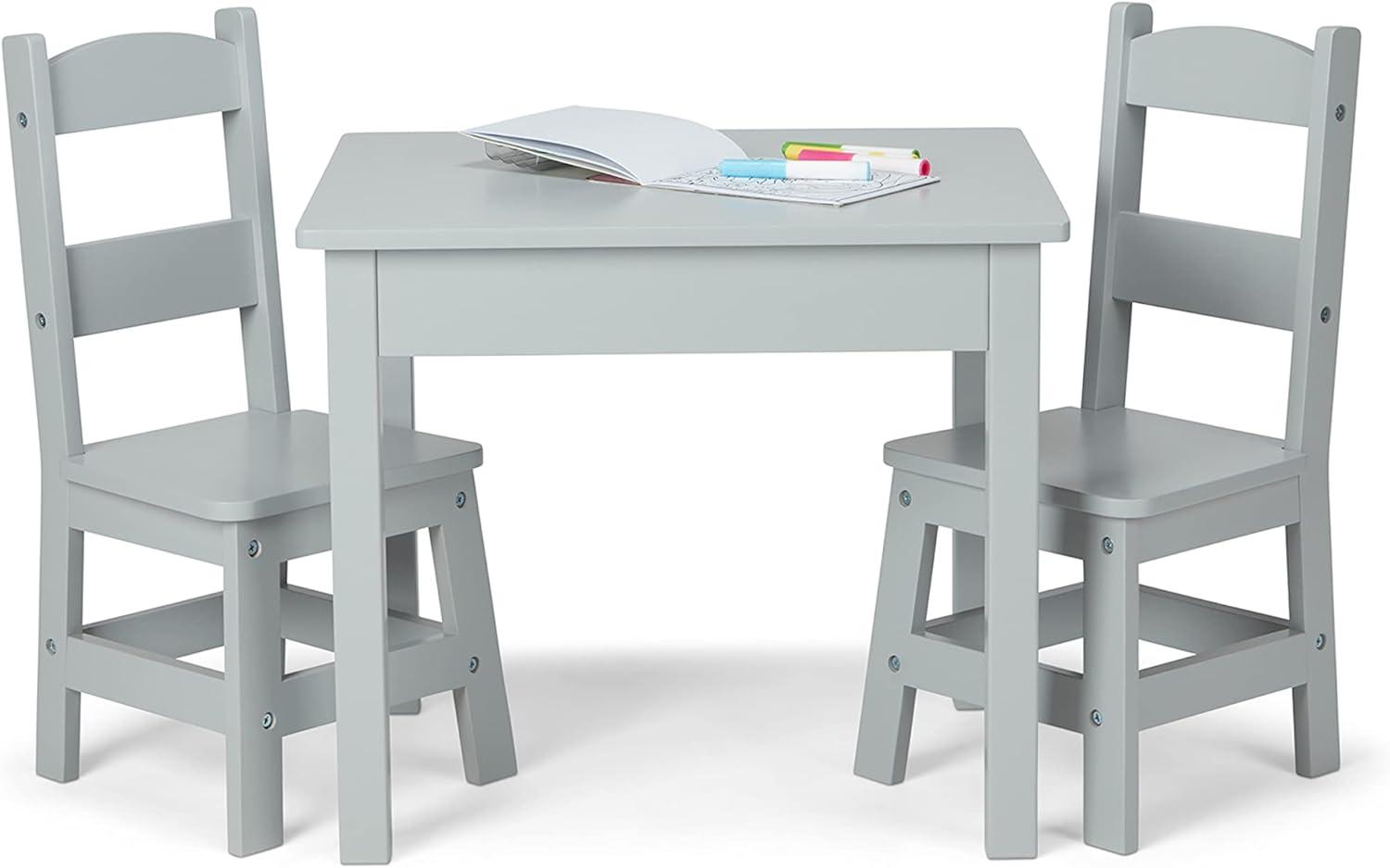 imageMelissa ampamp Doug Wooden Table ampamp ChairsGray Kids Furniture  GreyGrey