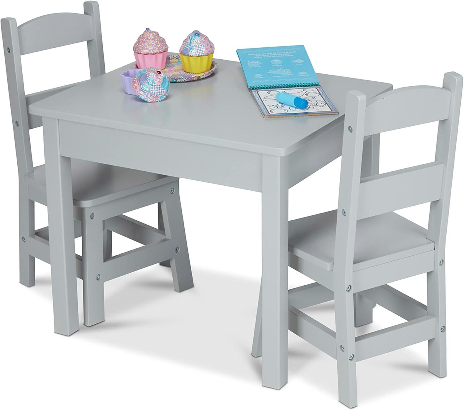 imageMelissa ampamp Doug Wooden Table ampamp ChairsGray Kids Furniture  GreyGrey
