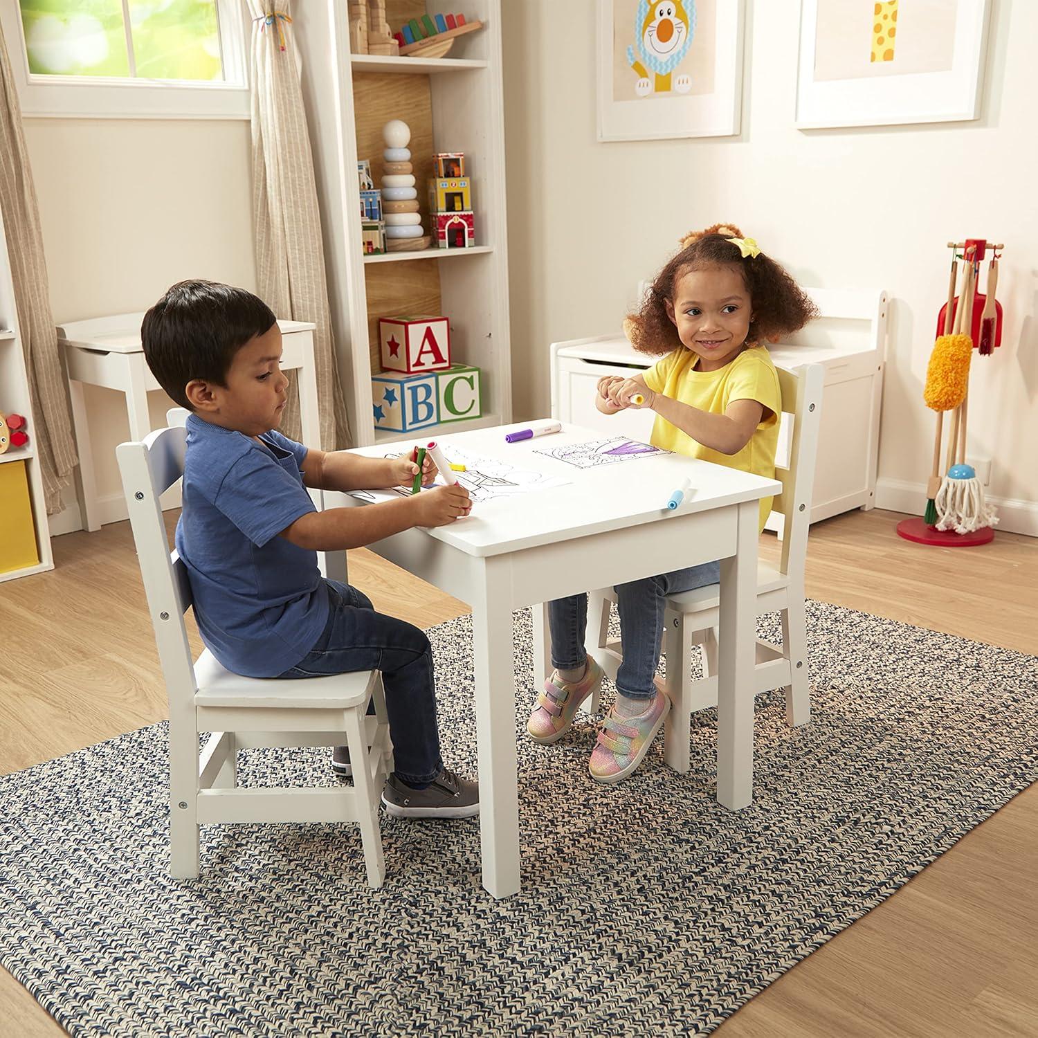 imageMelissa ampamp Doug Wooden Table ampamp ChairsGray Kids Furniture  GreyWhite