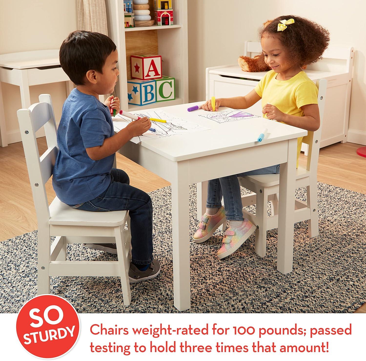 imageMelissa ampamp Doug Wooden Table ampamp ChairsGray Kids Furniture  GreyWhite