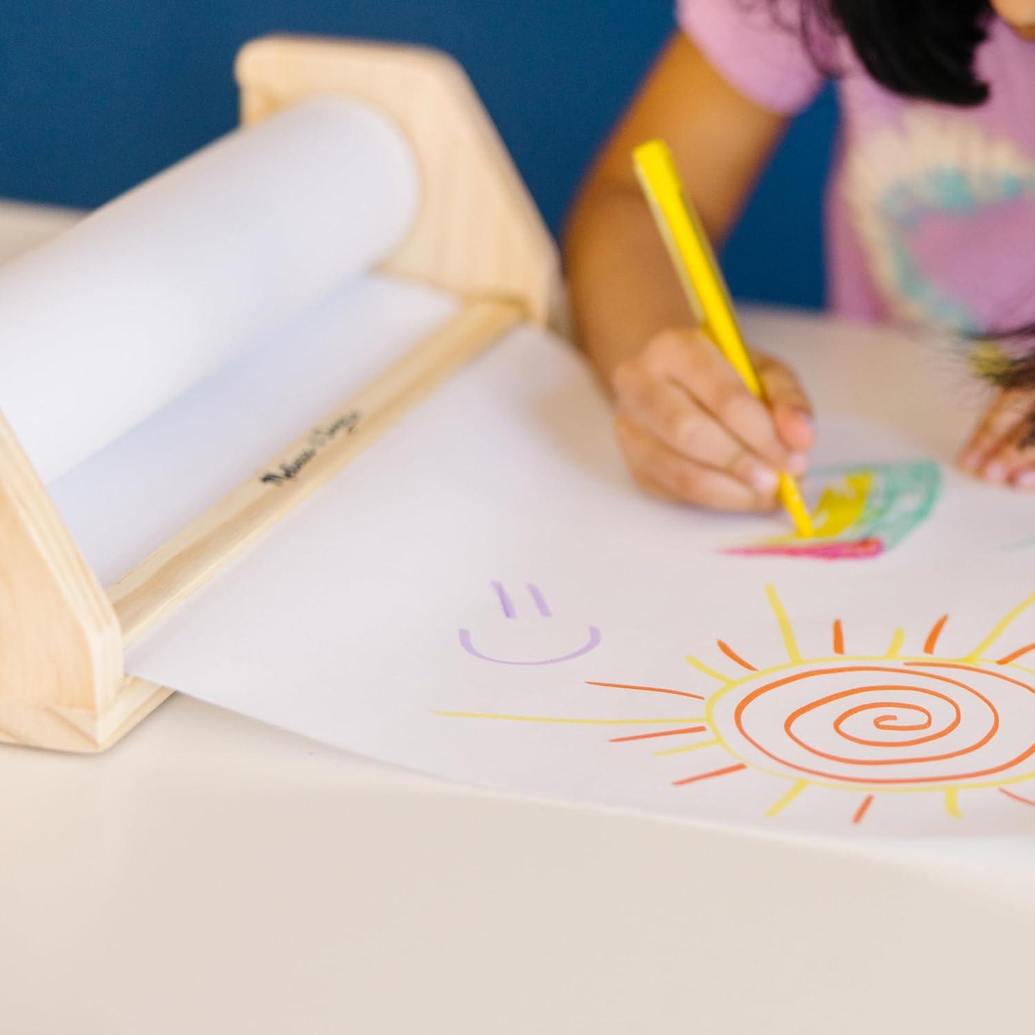 imageMelissa ampamp Doug Wooden Tabletop Paper Roll Dispenser With White Bond Paper 12 inches x 75 feet Drawing For Kids Art Craft Roll For KidsPaper Roll Dispenser