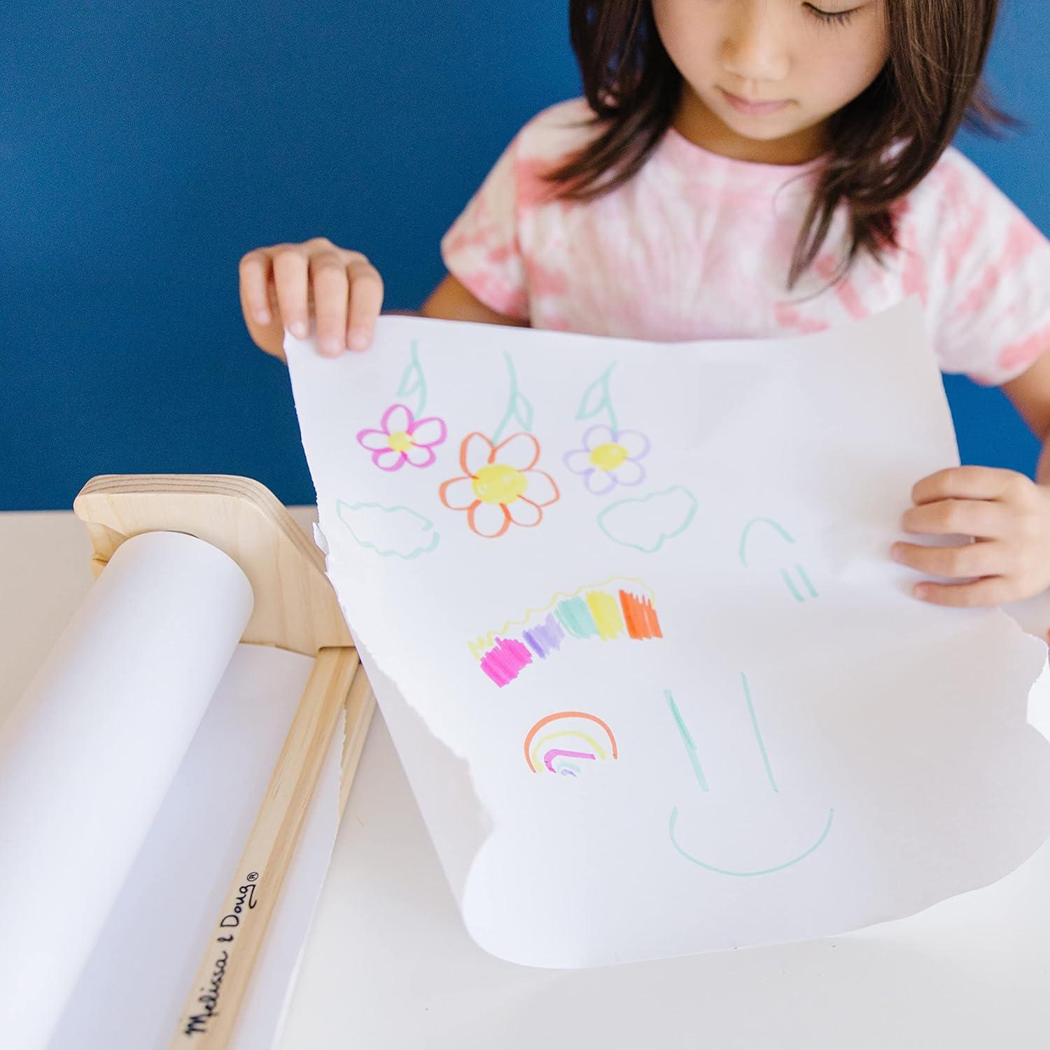imageMelissa ampamp Doug Wooden Tabletop Paper Roll Dispenser With White Bond Paper 12 inches x 75 feet Drawing For Kids Art Craft Roll For KidsPaper Roll Dispenser