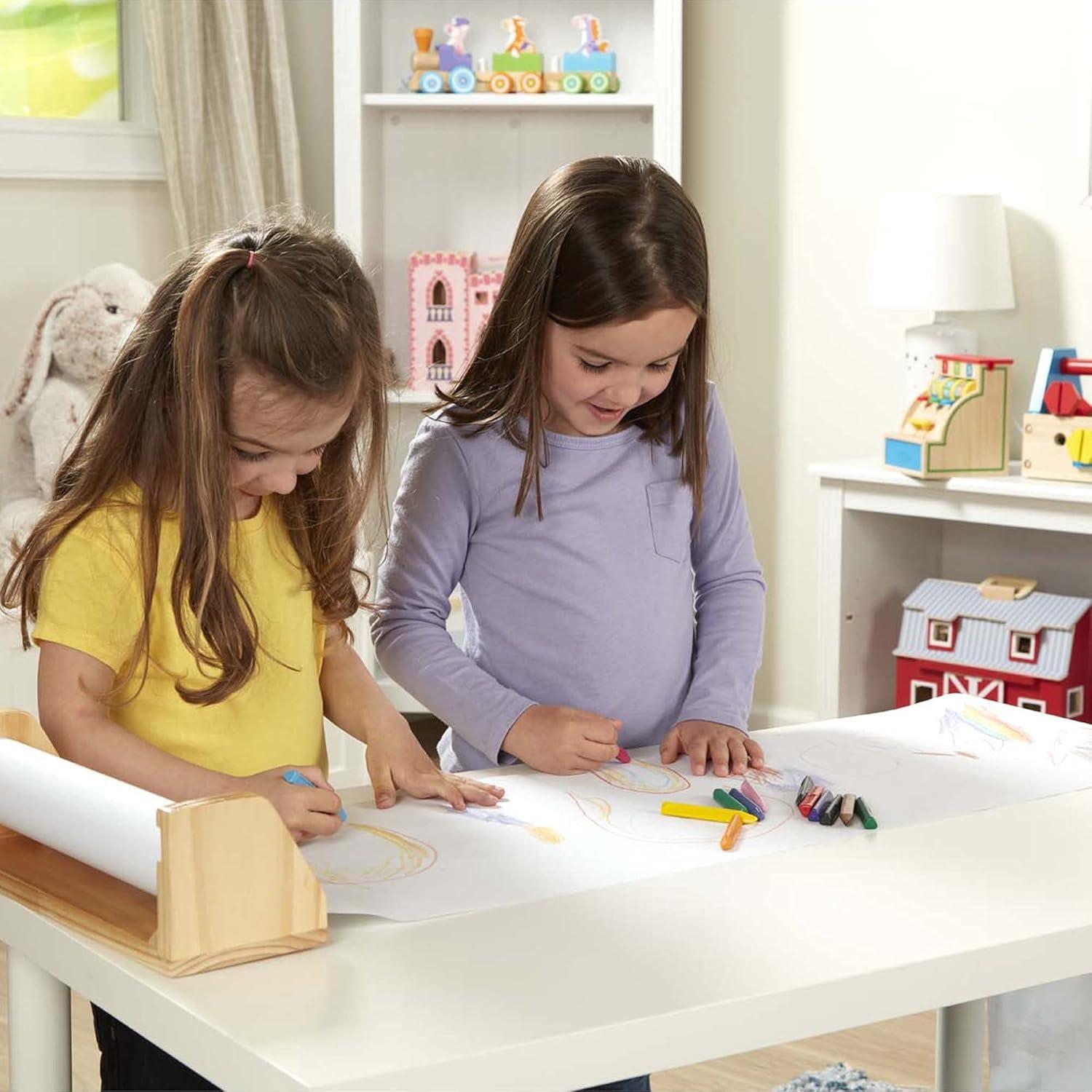 imageMelissa ampamp Doug Wooden Tabletop Paper Roll Dispenser With White Bond Paper 12 inches x 75 feet Drawing For Kids Art Craft Roll For KidsPaper Roll Dispenser